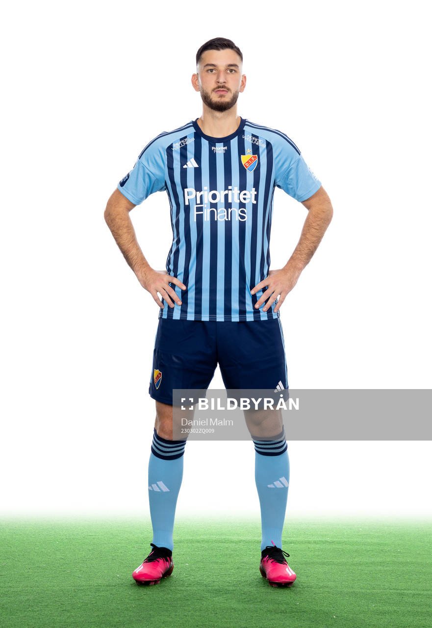 Djurgårdens Besard Sabovic poserar för ett porträtt den 2 mars 2023 i Stockholm.