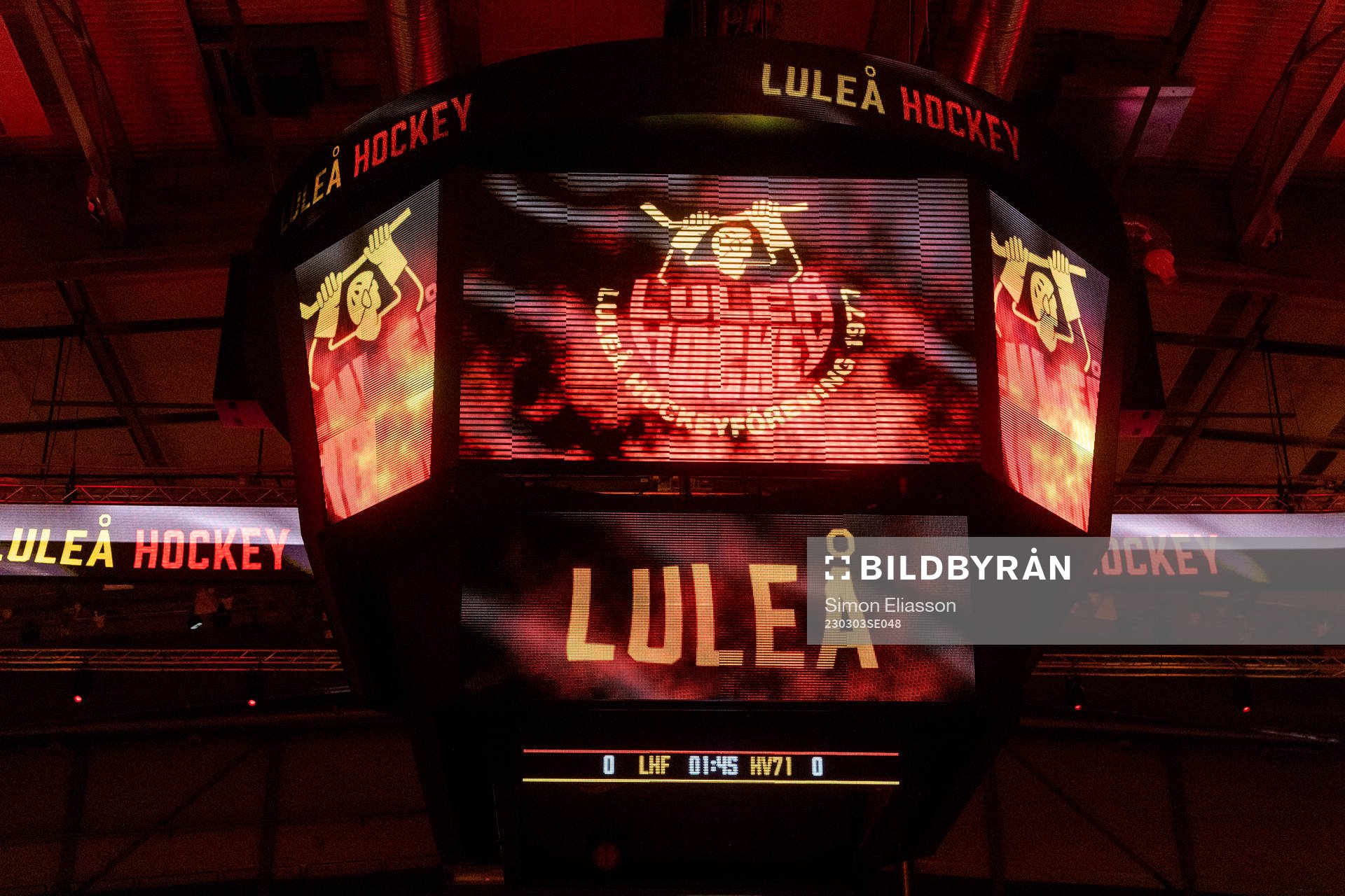 Jumbotronen med Luleå hockeys logga