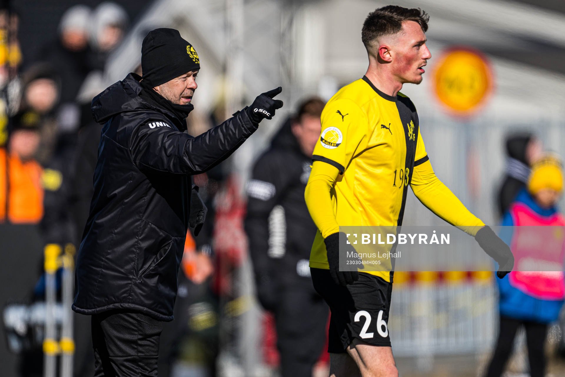 Mjällbys tränare Anders Torstensson och Noah Persson