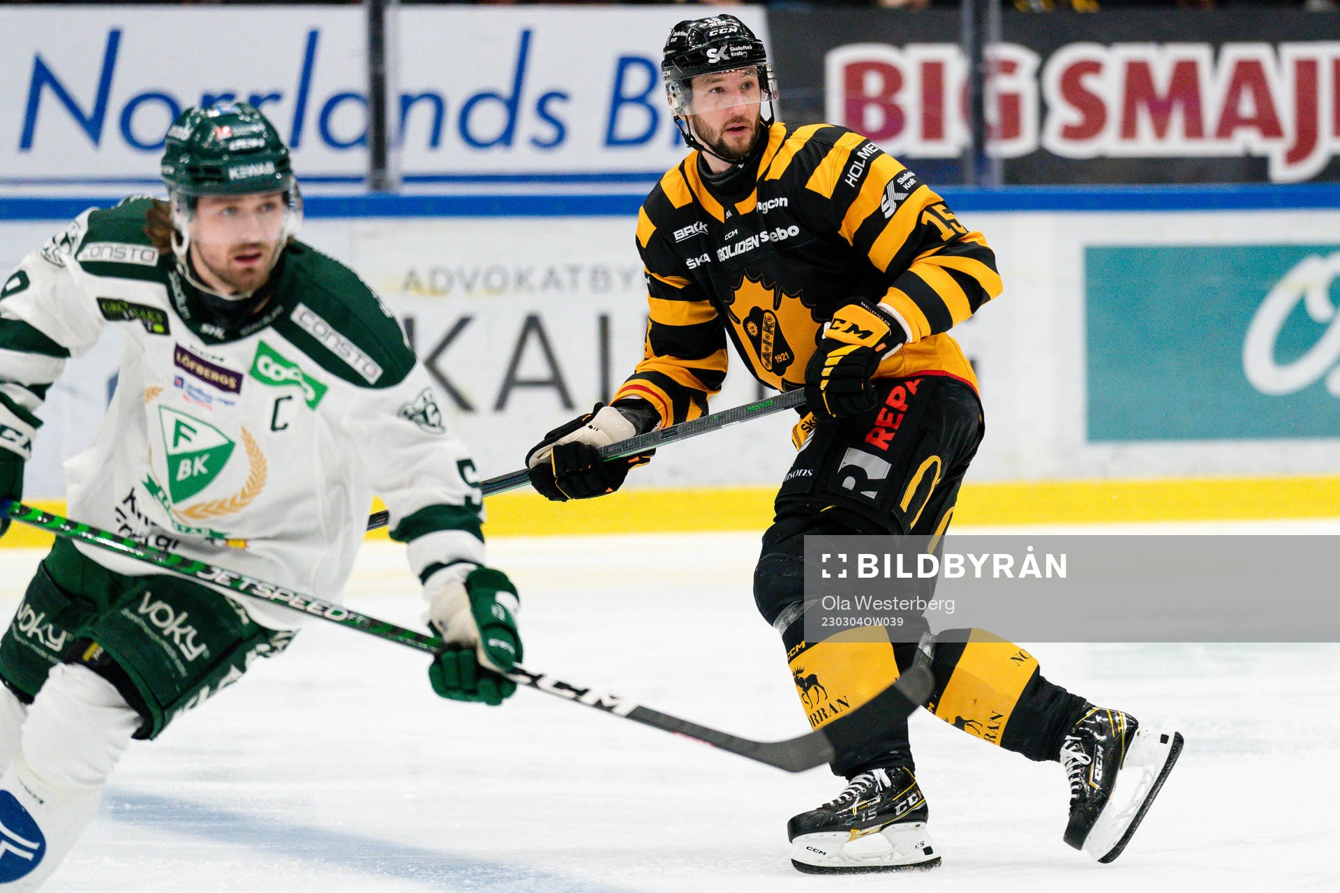 Färjestads Linus Johansson och Skellefteås Melker Karlsson