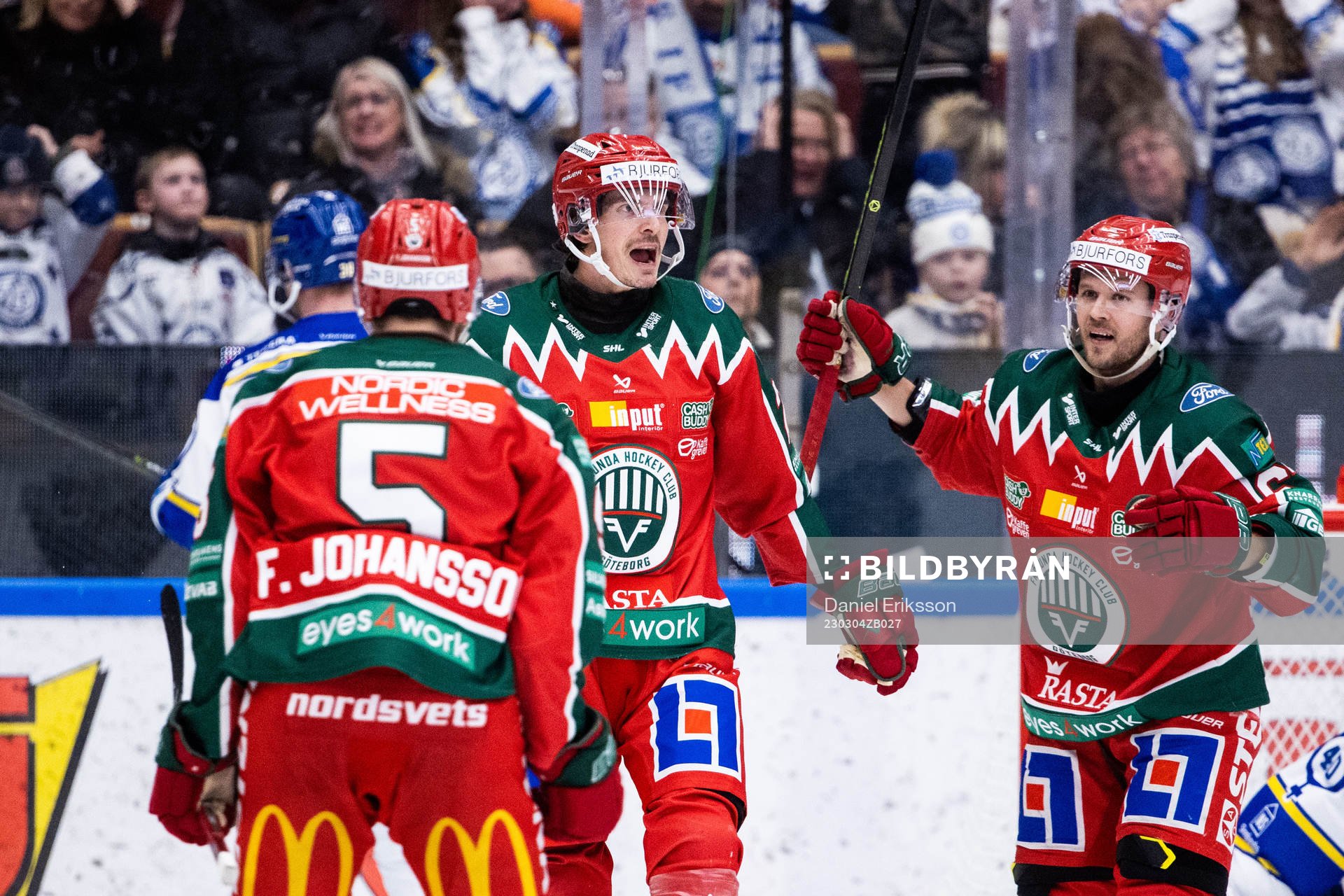 Frölundas Loui Eriksson jublar med Jacob Nilsson