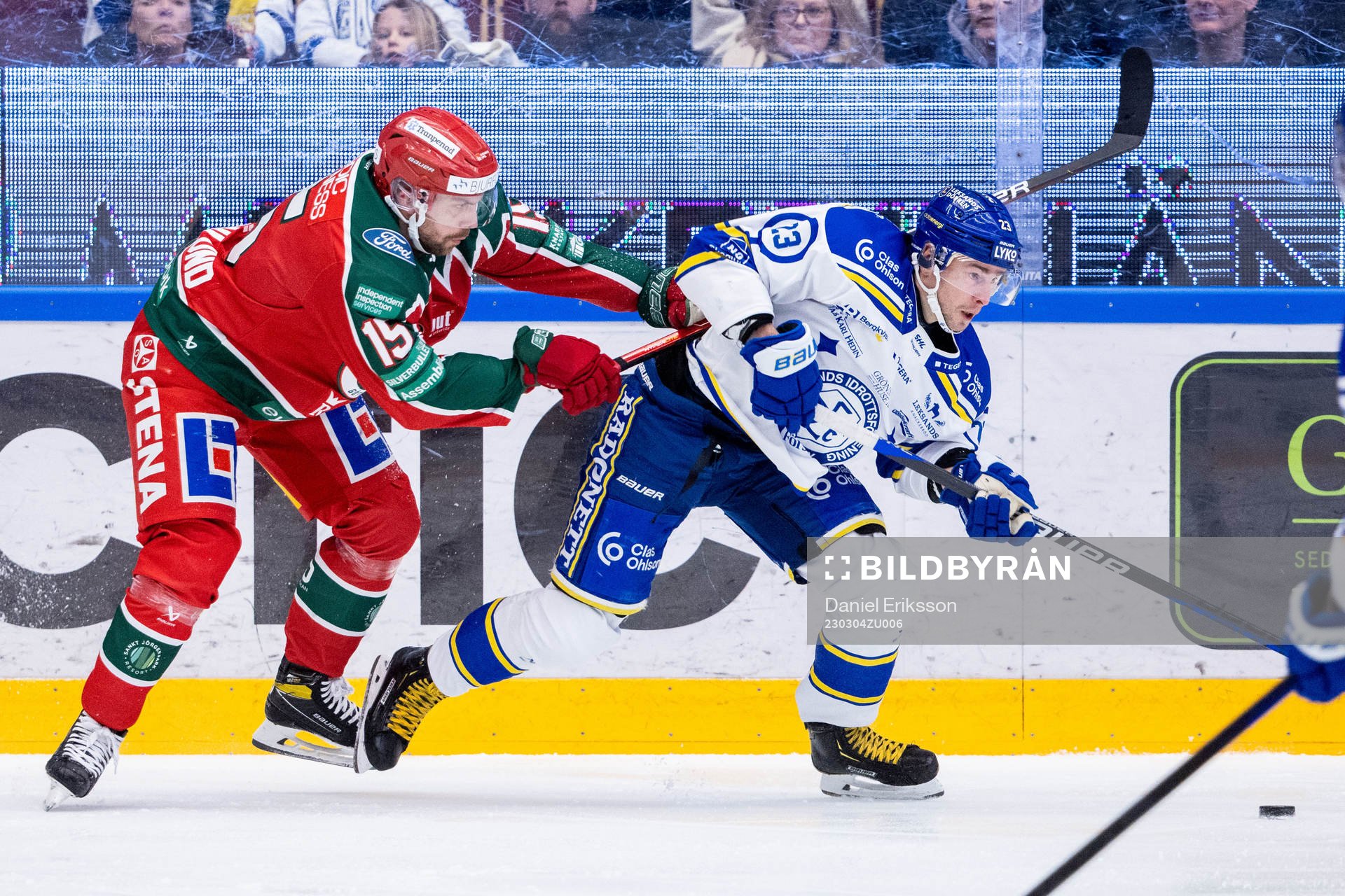 Frölundas Anders Grönlund och Leksands Mikael Ruohomaa