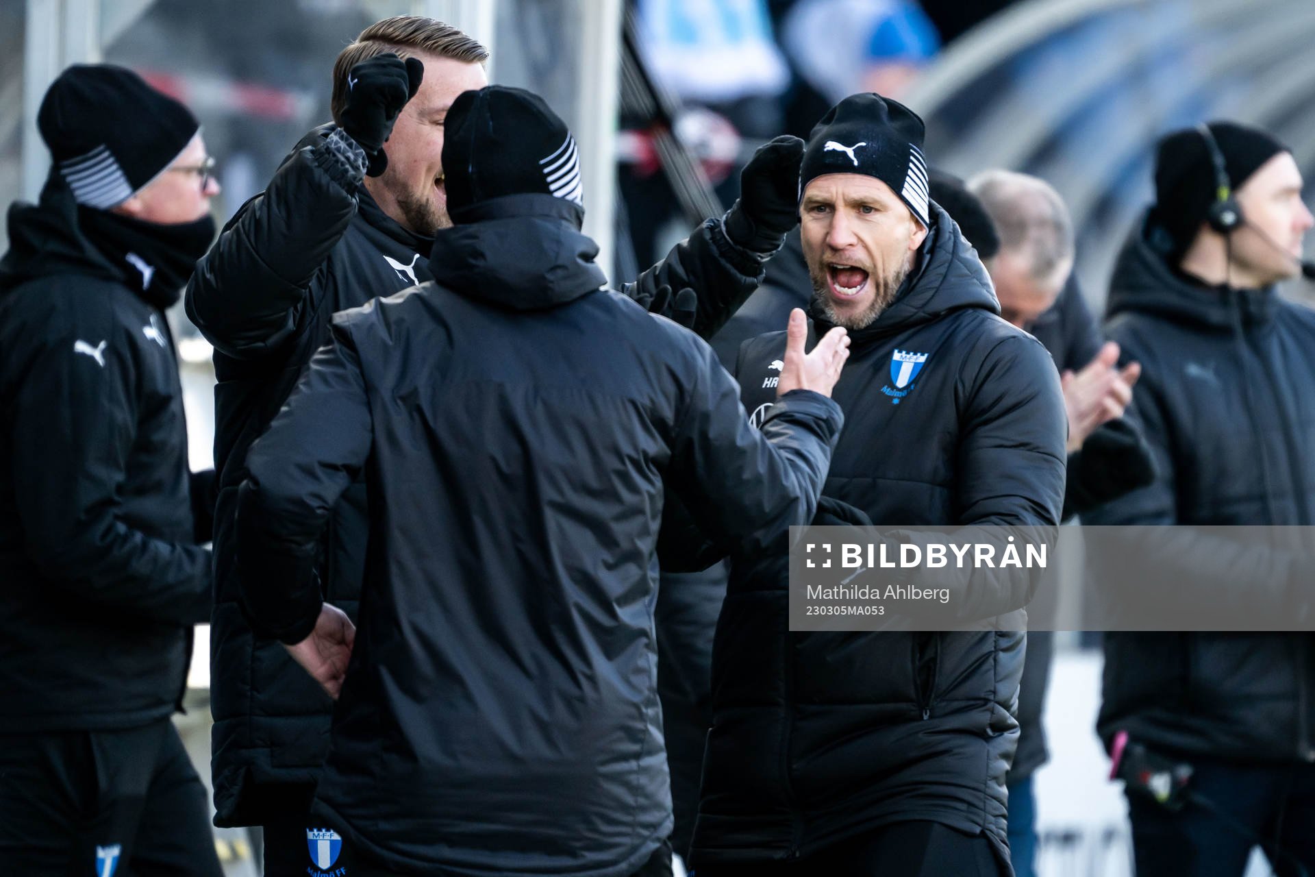Malmö FFs tränare Henrik Rydström jublar
