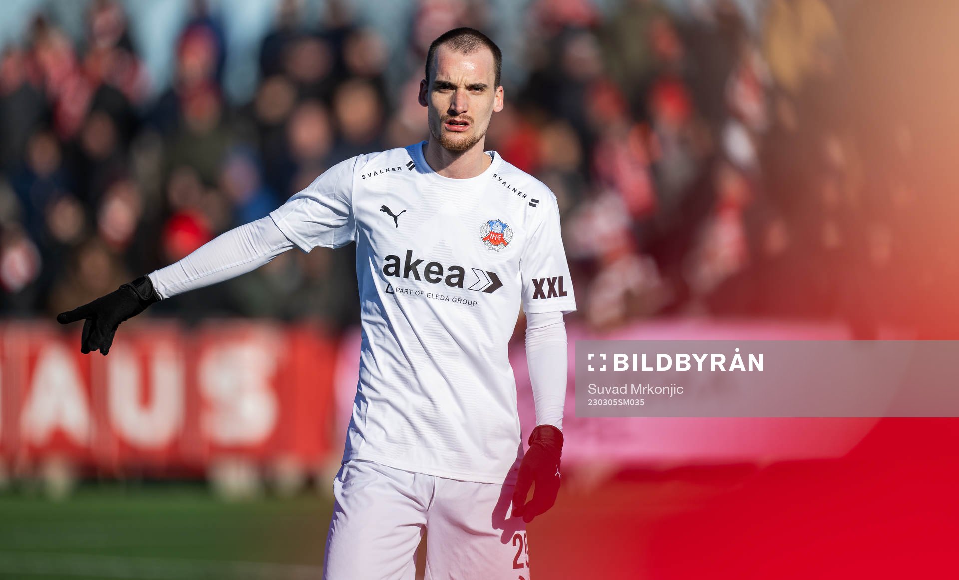 Helsingborgs Adam Hellborg under fotbollsmatchen i Svenska Cupen mellan Kalmar och Helsingborg den 5 mars 2023 i Kalmar. 