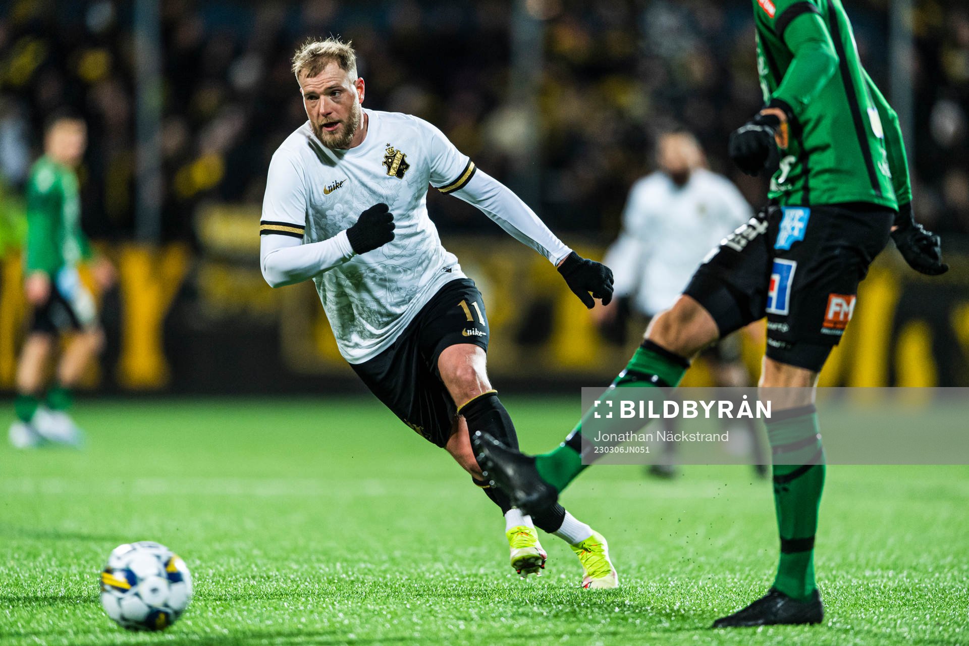 AIKs John Guidetti under fotbollsmatchen i Svenska Cupen mellan AIK och Varberg den 6 mars 2023 i Stockholm. 