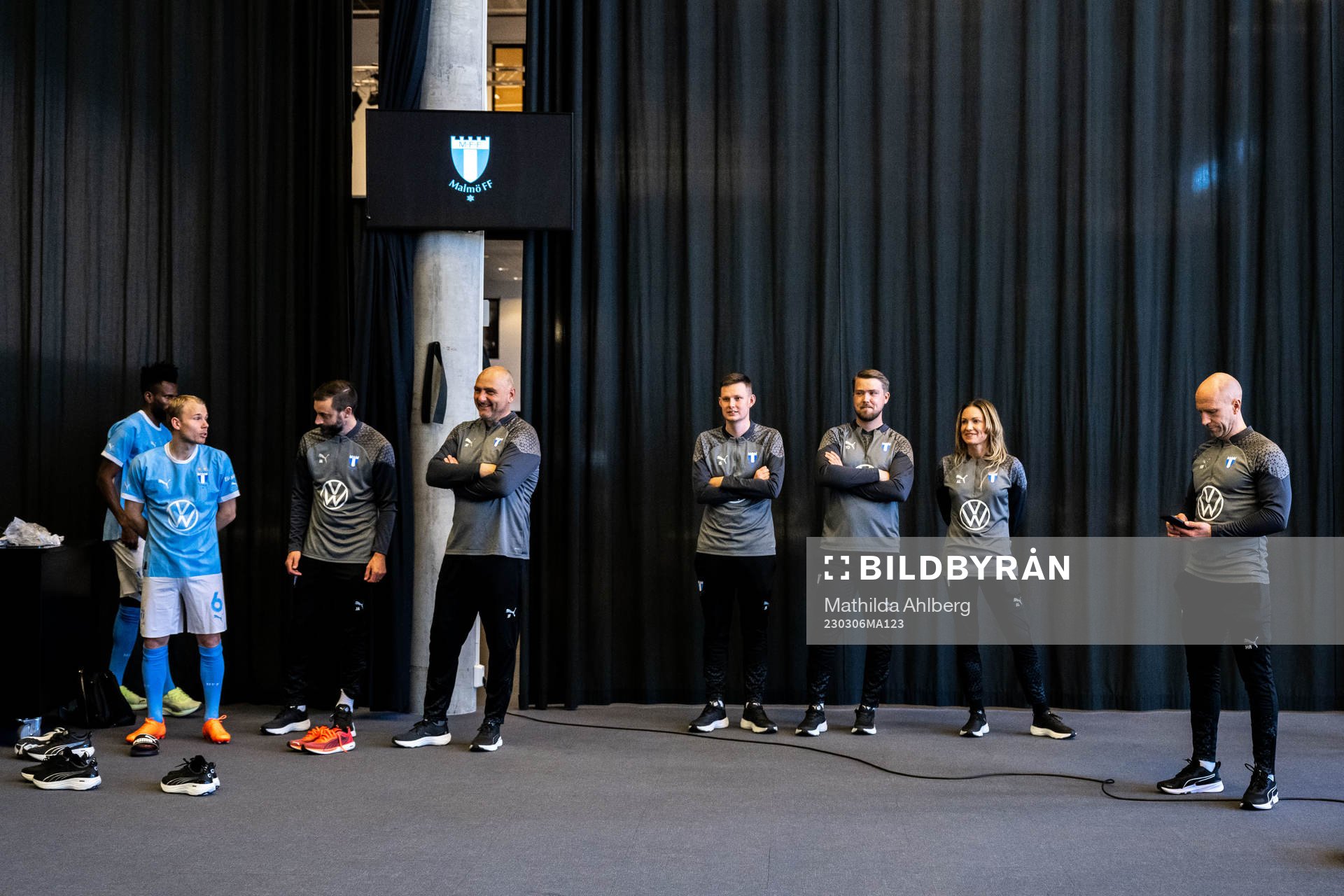 Malmö FFs Oscar Lewicki, målvaktstränare Jonnie Fedel,