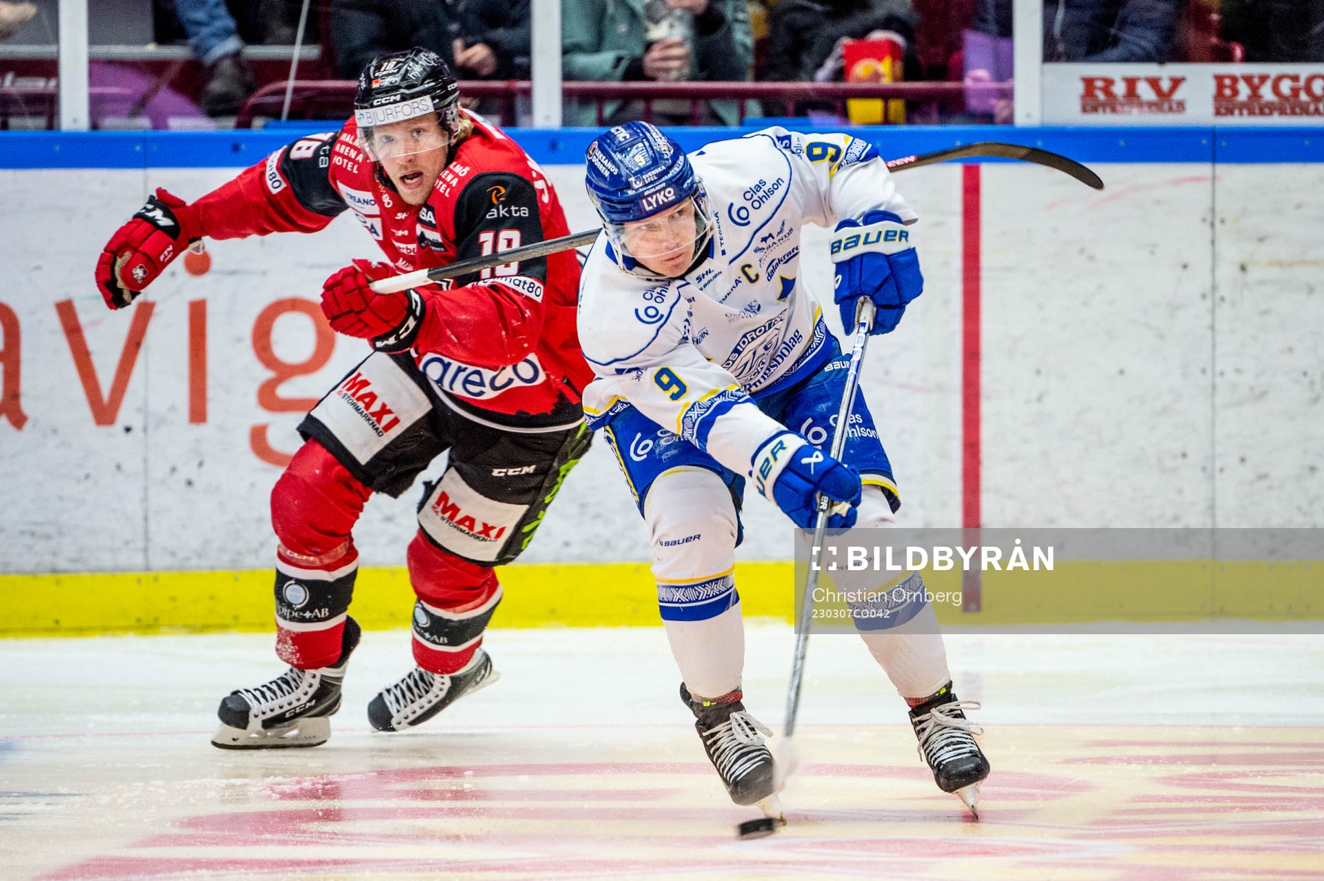 Leksands Patrik Zackrisson mot Malmö Redhawks Marcus
