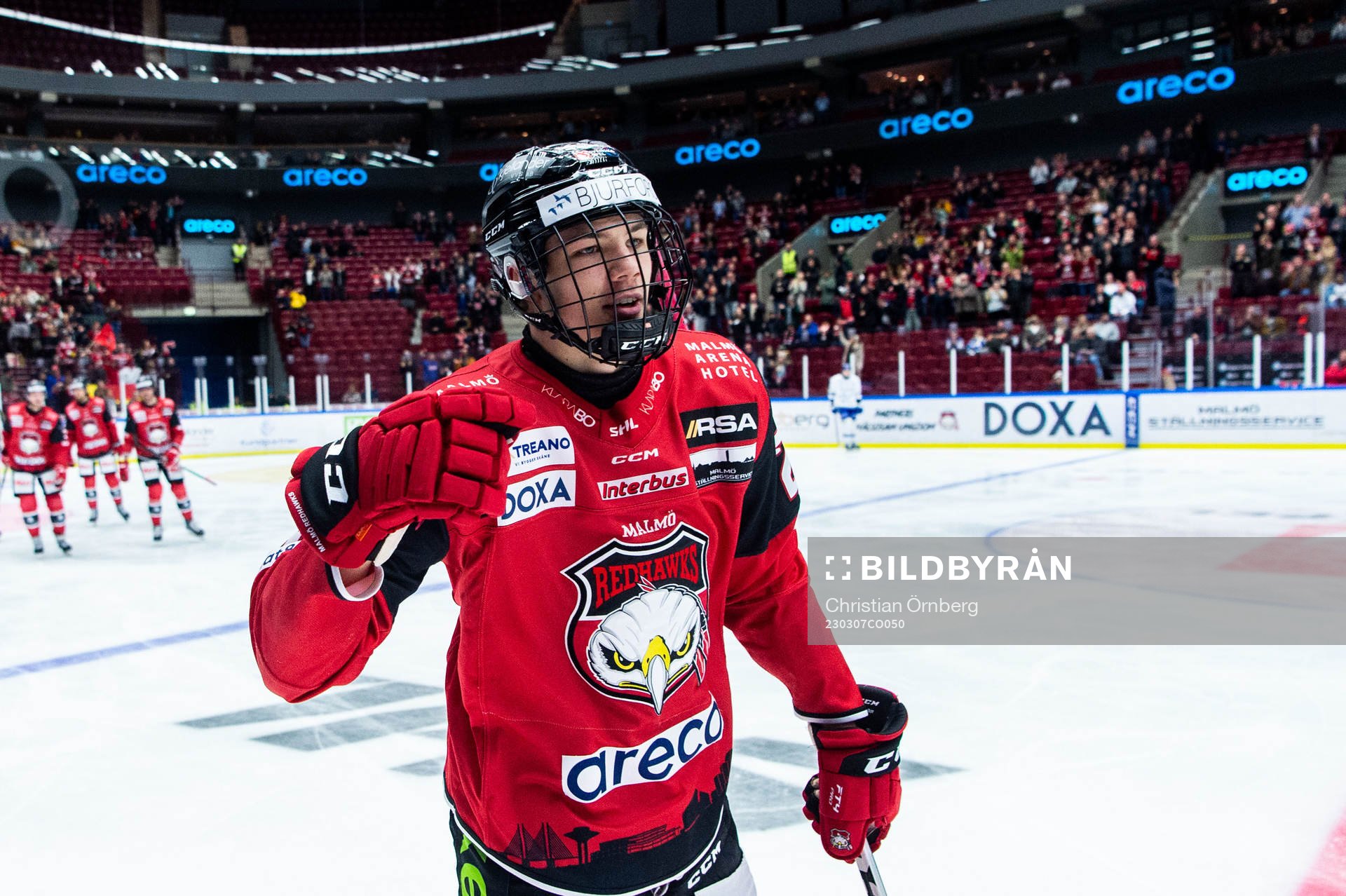 Malmö Redhawks Anton Wahlberg jublar
