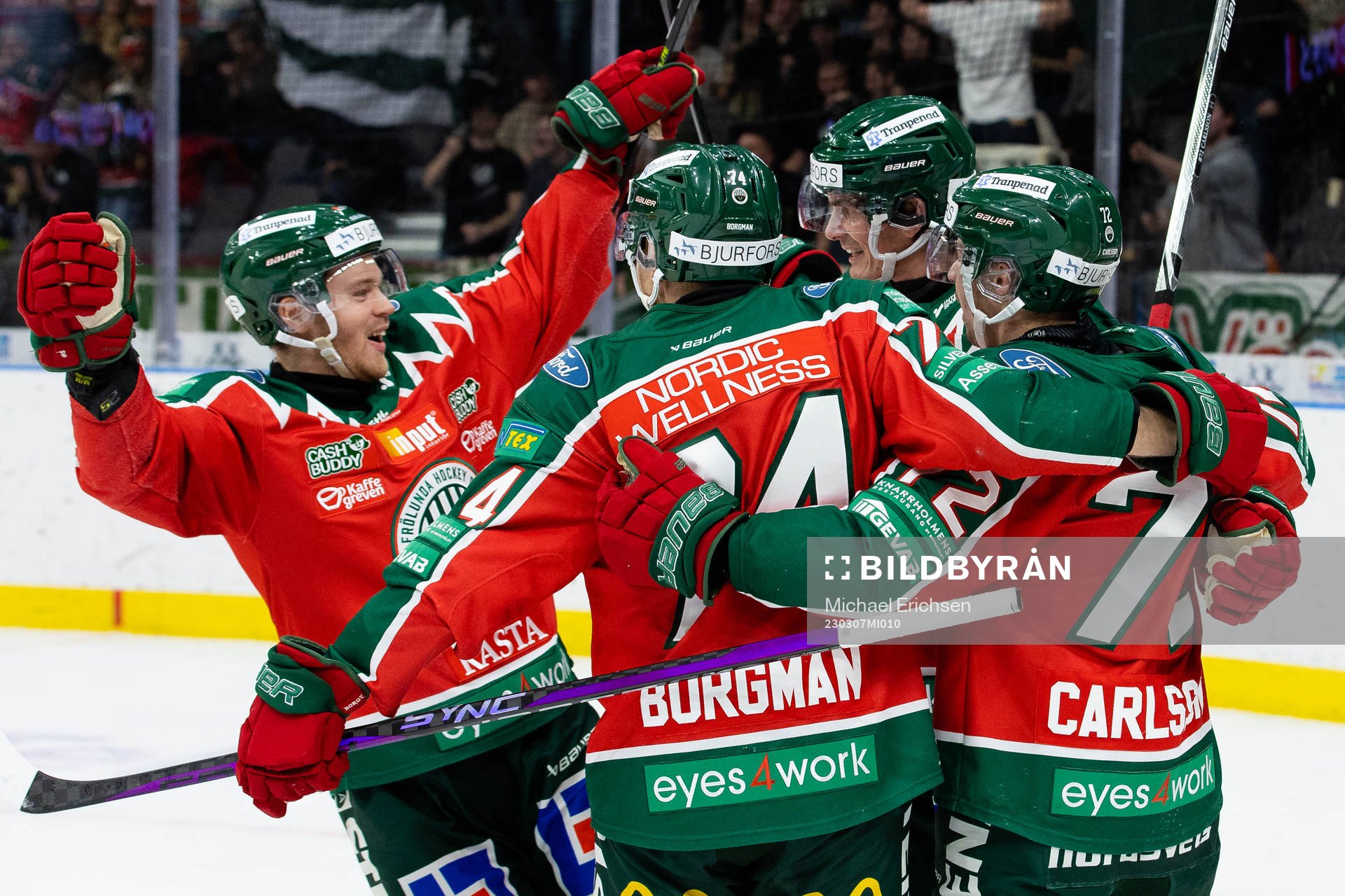 Frölundas Loui Eriksson jublar med lagkamrater