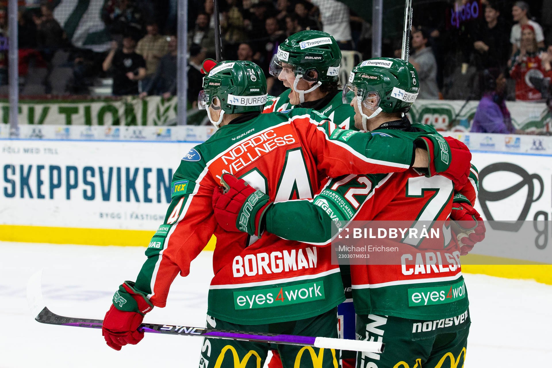 Frölundas Loui Eriksson jublar med lagkamrater