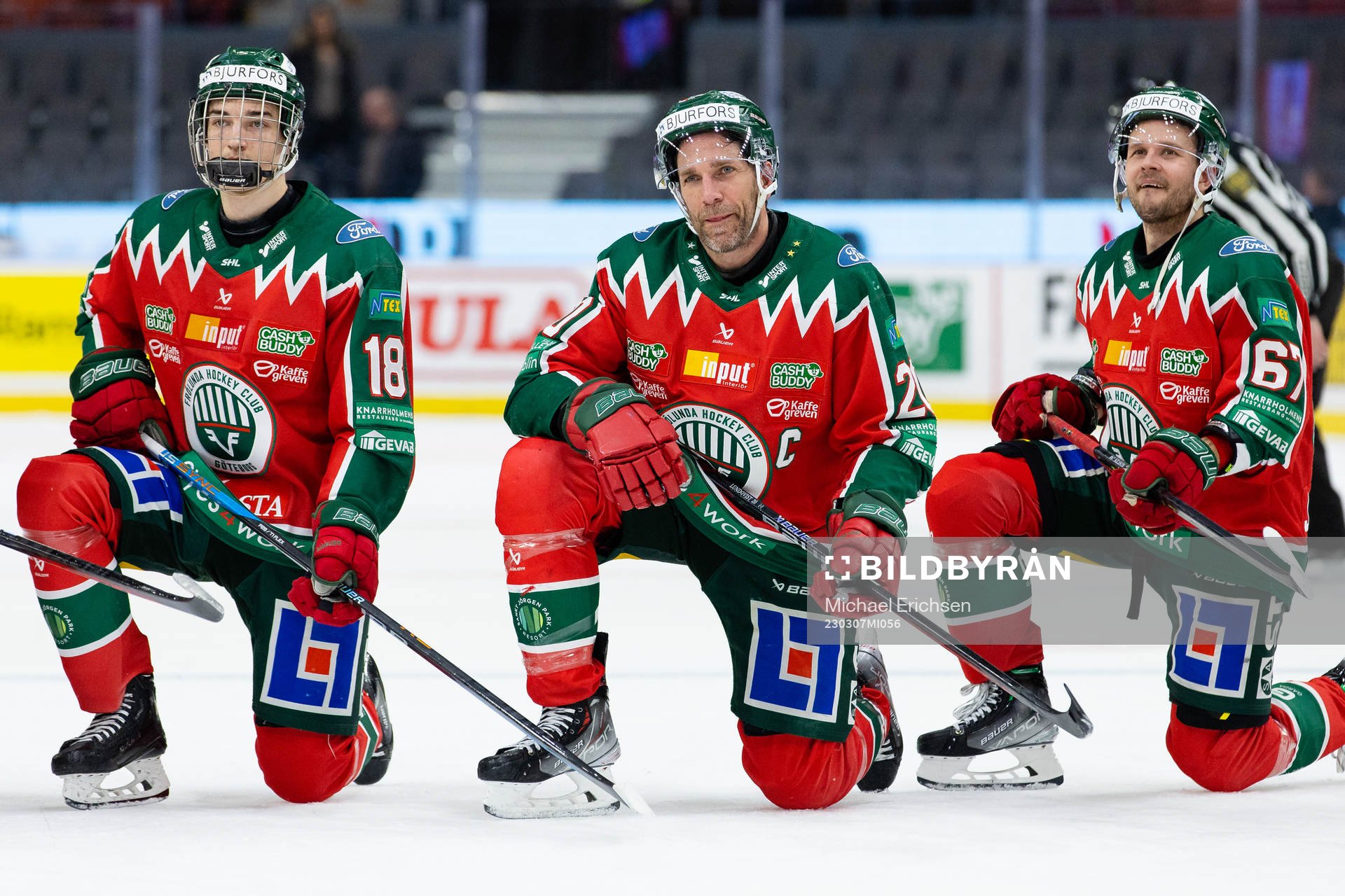 Frölundas David Edstrom, Joel Lundqvist och Jacob Nilsson