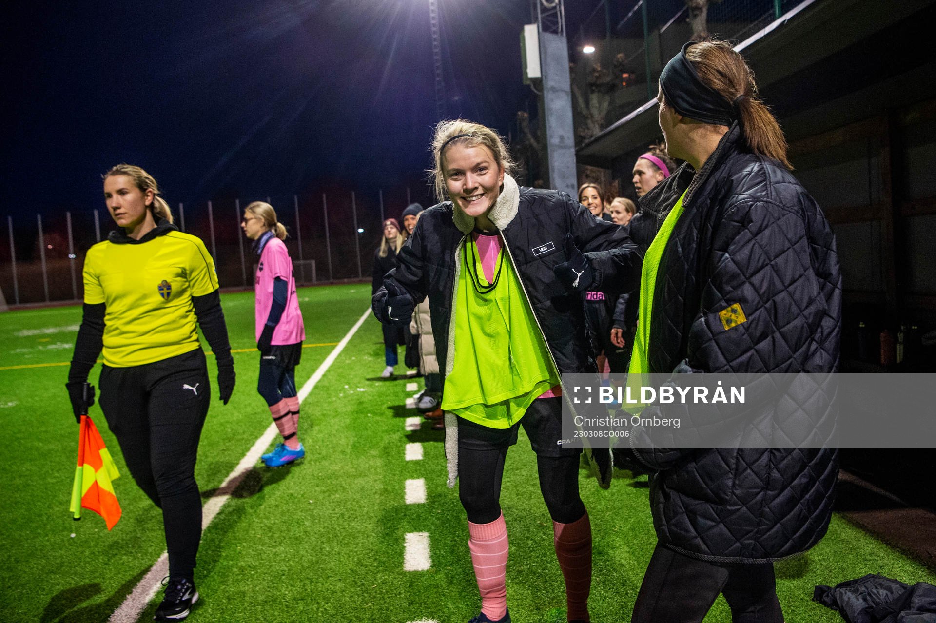 Backarna FFs spelare under en vänskapsmatch mellan Backarna och Las Presidentas den 8 mars 2023 i Malmö. 