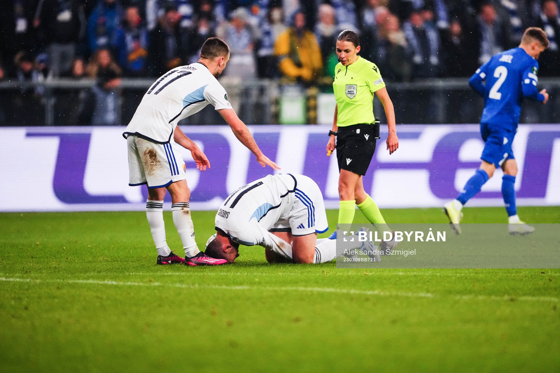 Besard Sabovic of Djurgården in pain
