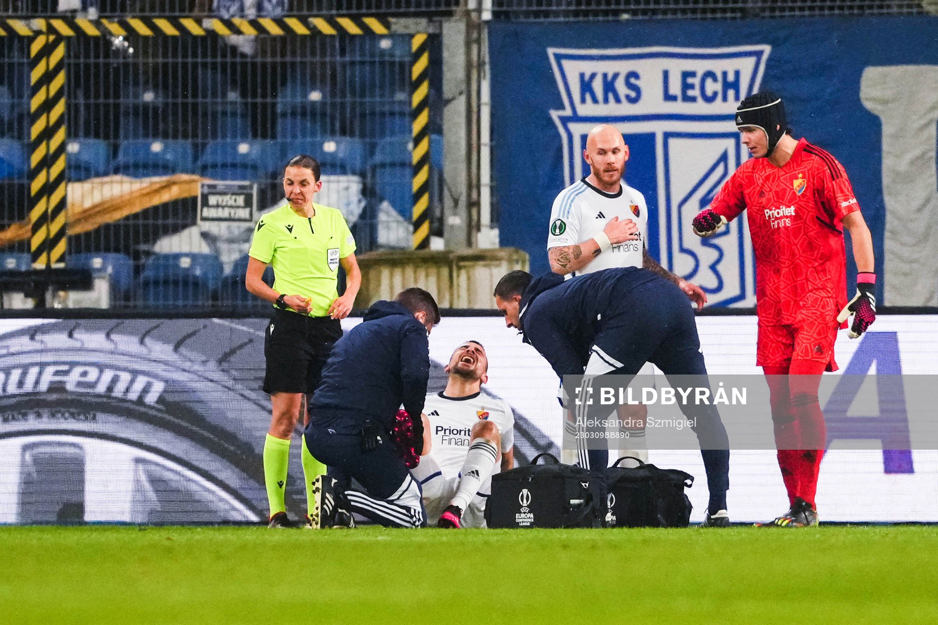 Carlos Moros Gracia of Djurgården in pain
