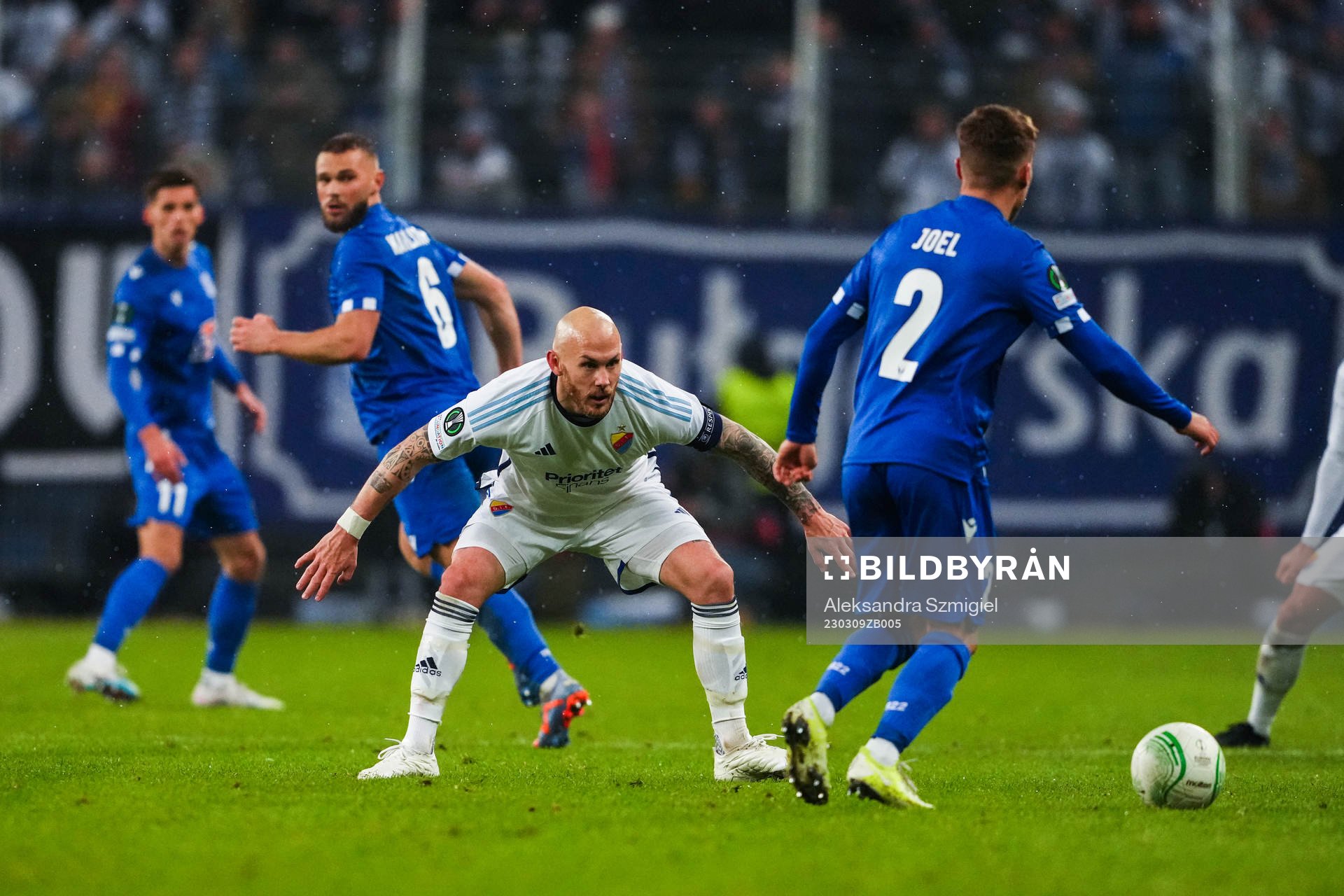 Magnus Eriksson of Djurgården and Joel Pereira of Lech