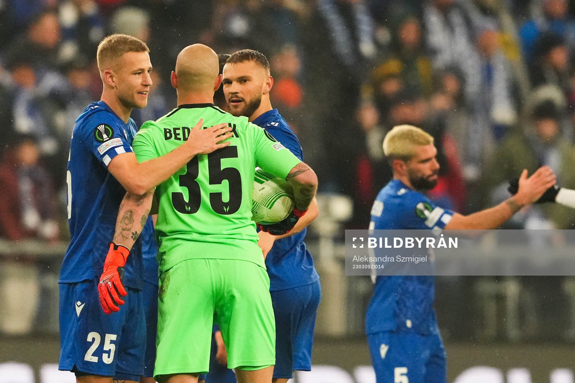 Filip Dagerstål, goalkeeper Filip Bednarek and Jesper