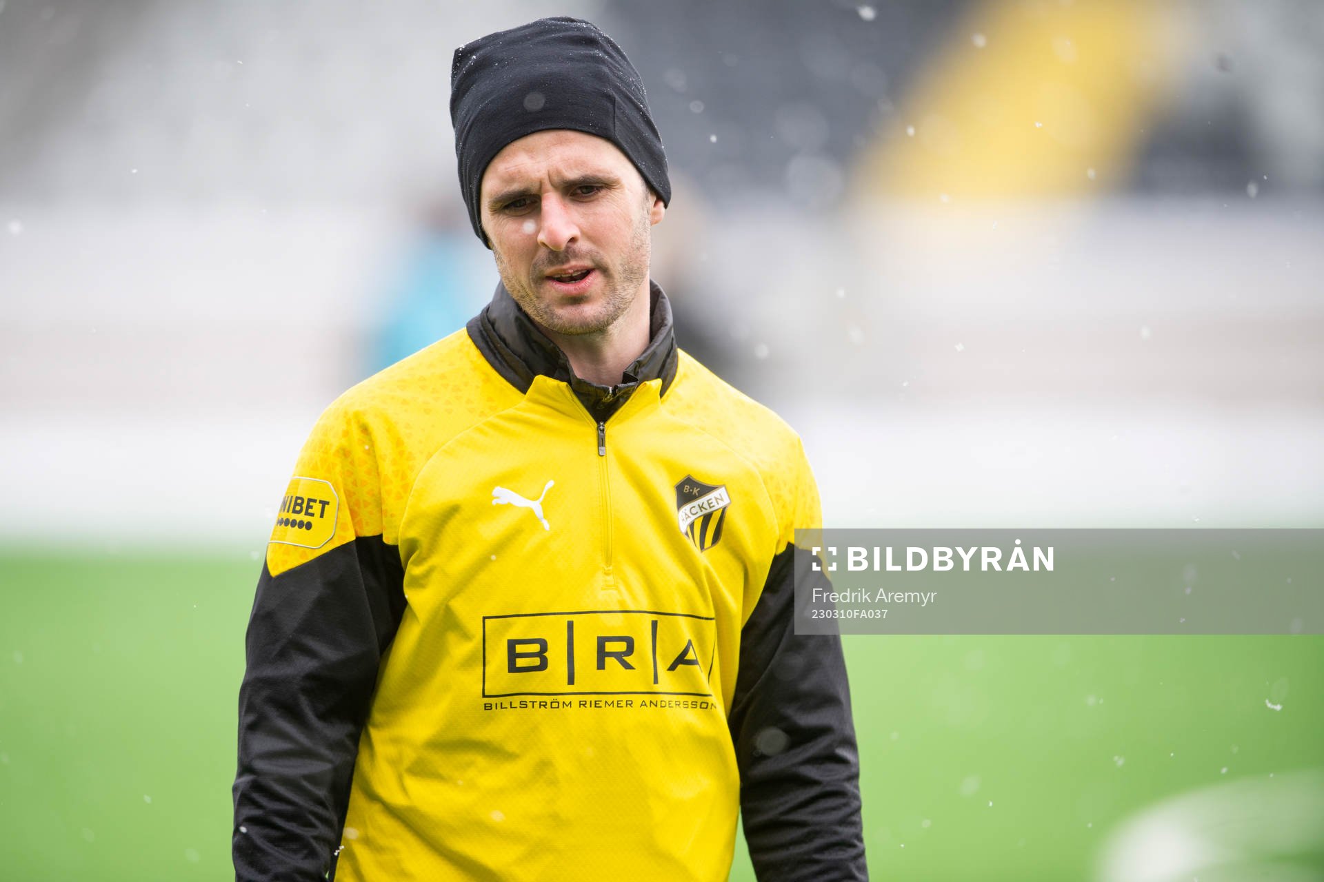 Kadir Hodzic under en träning med Häcken den 10 mars 2023 i Göteborg. 