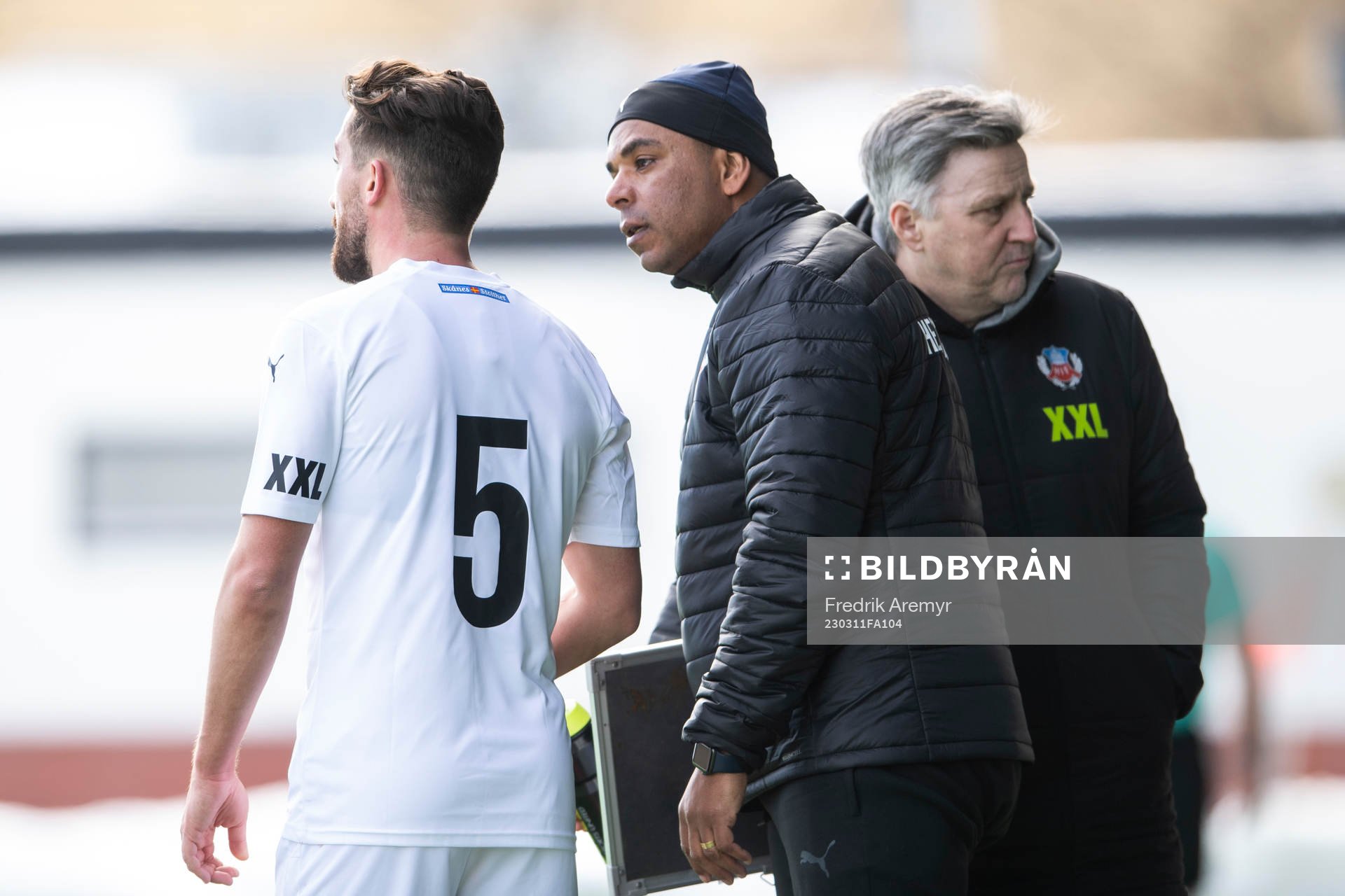 Helsingborgs Frederik Holst och tränare Alvaro Santos