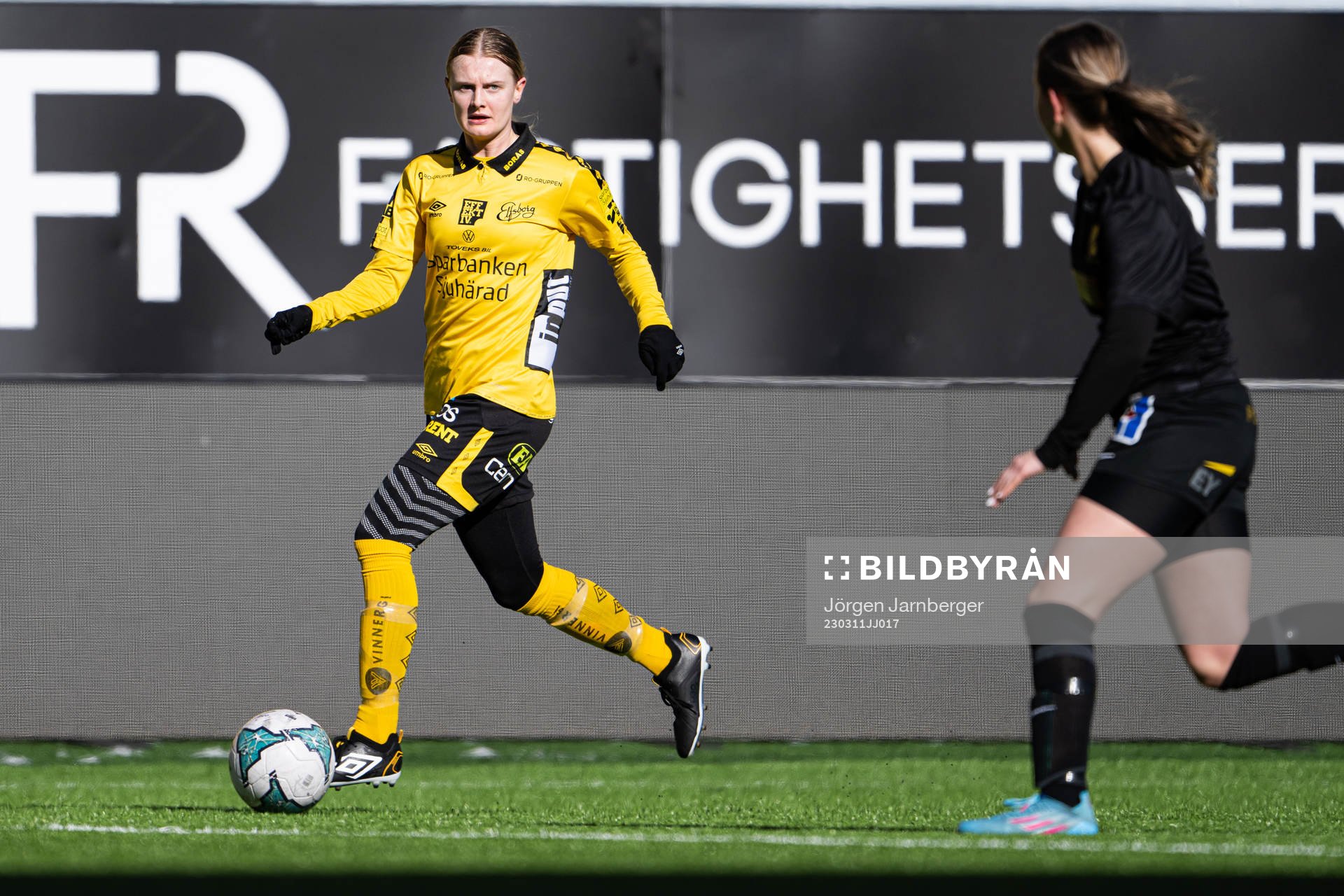 Elfsborgs Hanna Jiozon under en träningsmatch i fotboll mellan Elfsborg och Mariebo den 11 mars 2023 i Borås. 