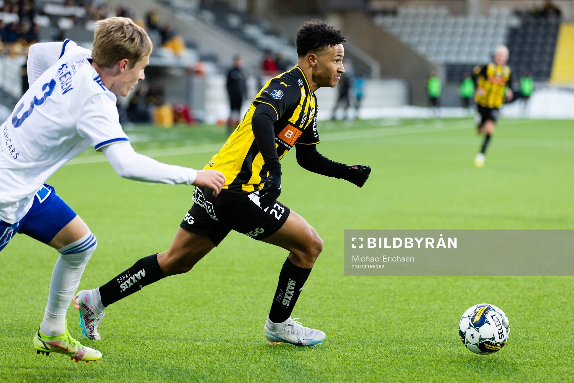 Häckens Momodou Lamin Sonko under kvartsfinalen i Svenska Cupen i fotboll mellan Häcken och IFK Norrköping den 11 mars 2023 i Göteborg.