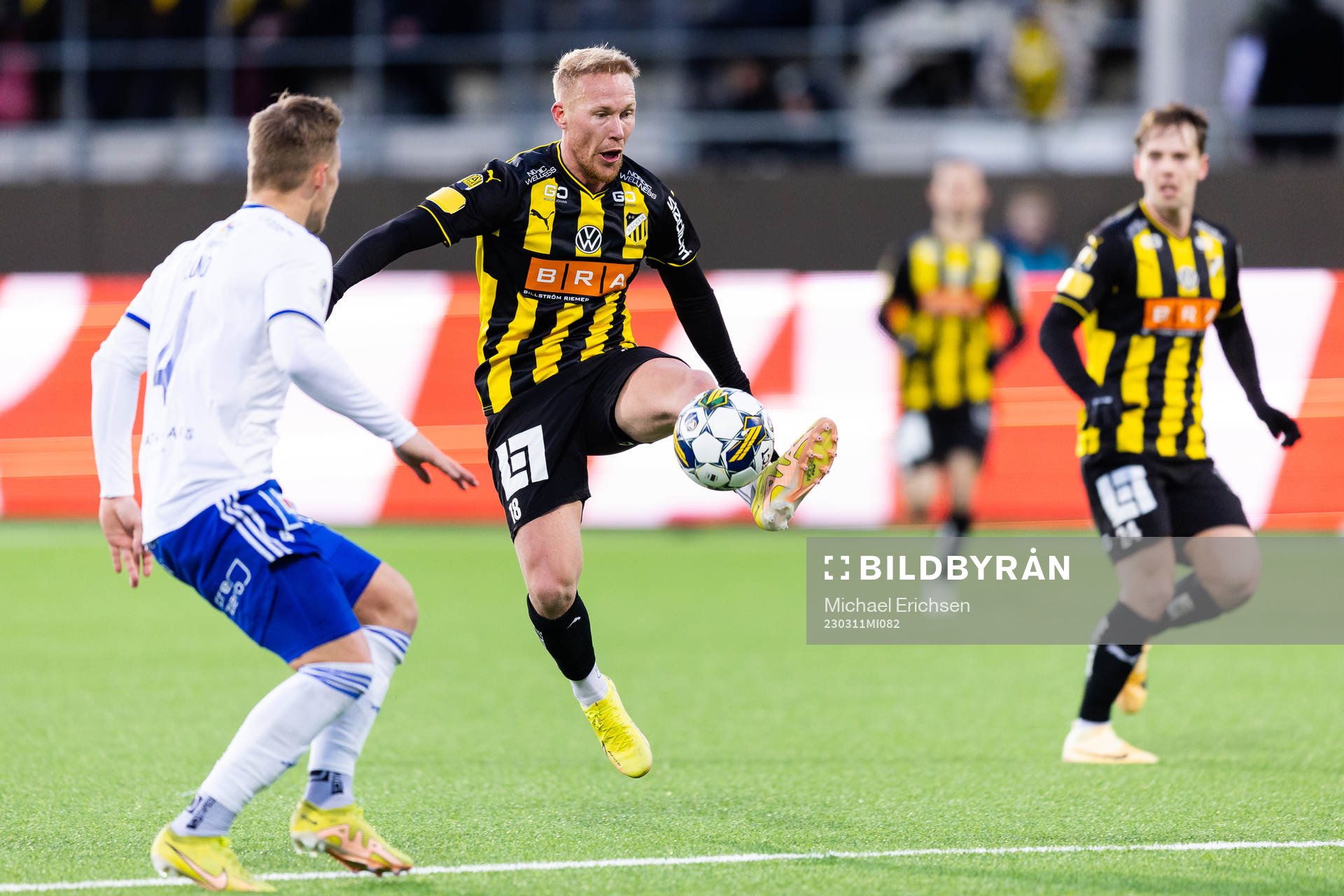 Häckens Mikkel Rygaard Jensen under kvartsfinalen i Svenska Cupen i fotboll mellan Häcken och IFK Norrköping den 11 mars 2023 i Göteborg.