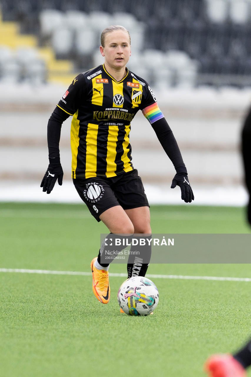 Häckens Filippa Curmark under fotbollsmatchen i Svenska Cupen mellan Häcken och Vittsjö den 12 mars 2023 i Göteborg. 
