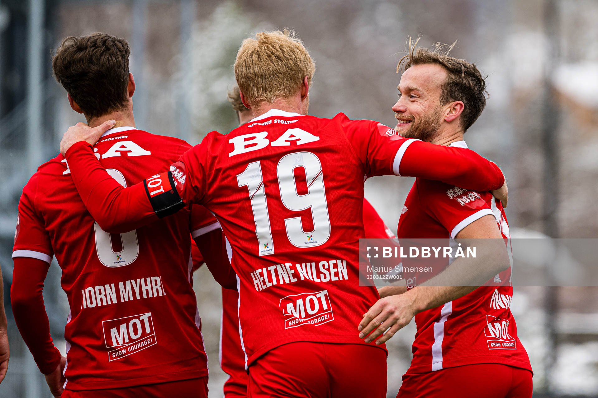 Bård Finne of Brann celebrates after scoring the 3-1 goal during the cup match between Brann and Haugesund on March 12, 2023 in Bergen.