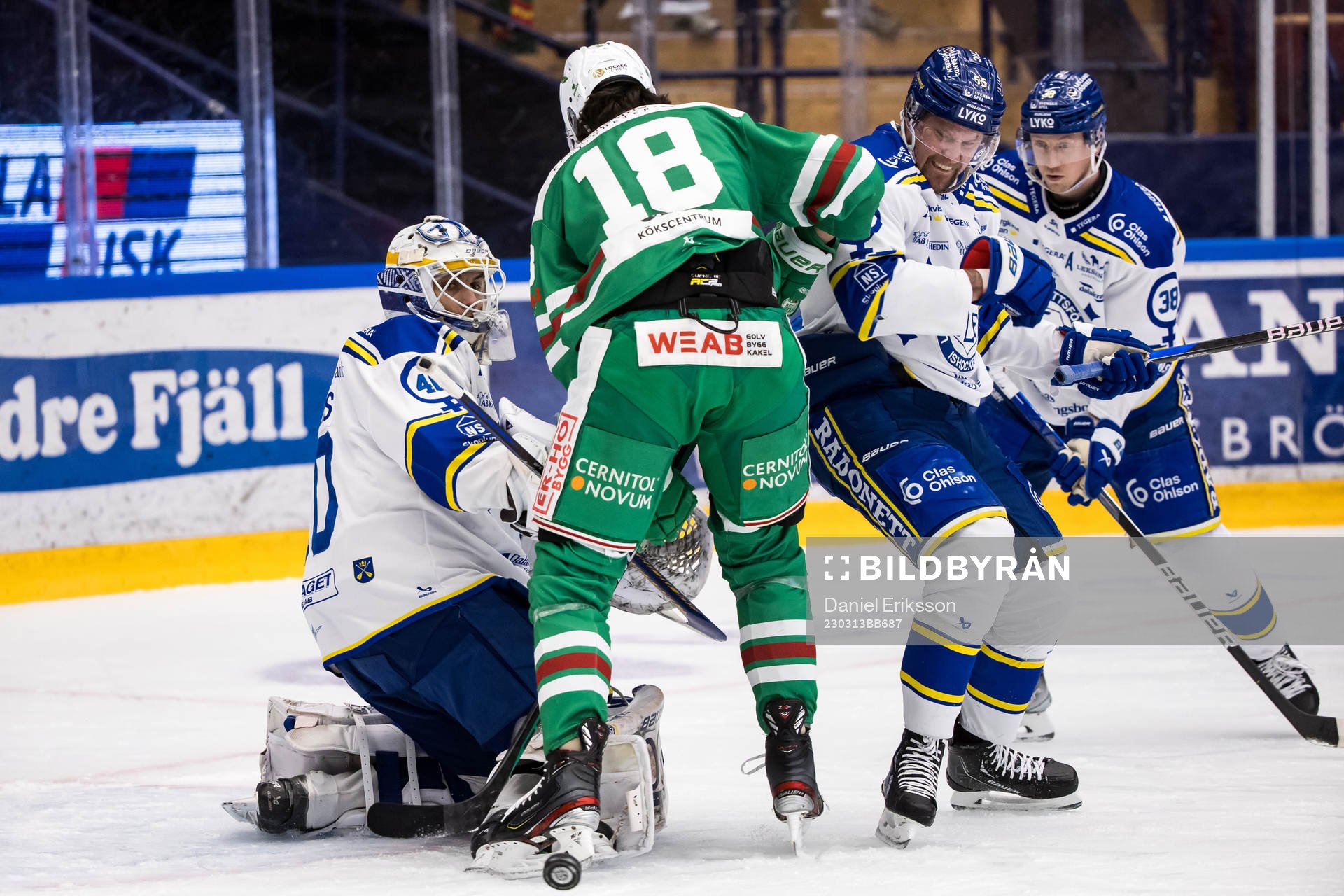 Leksands målvakt Mantas Armalis och Leksands Jonas Ahnelöv
