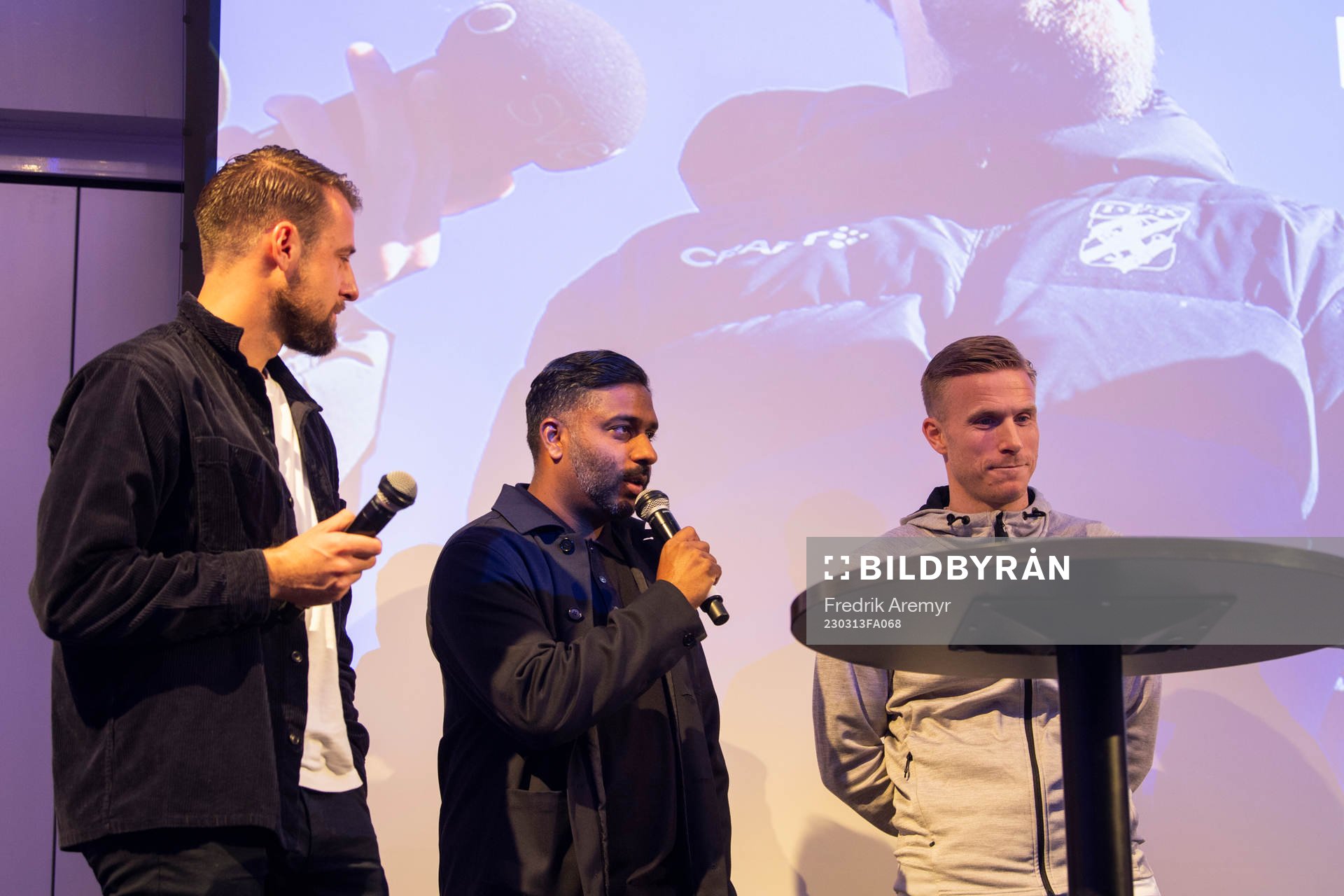 Huvudtränare William Lundin, Huvudtränare Alexander Tengryd och Oscar Wendt under IFK Göteborgs årsmöte den 13 mars 2023 i Göteborg. 