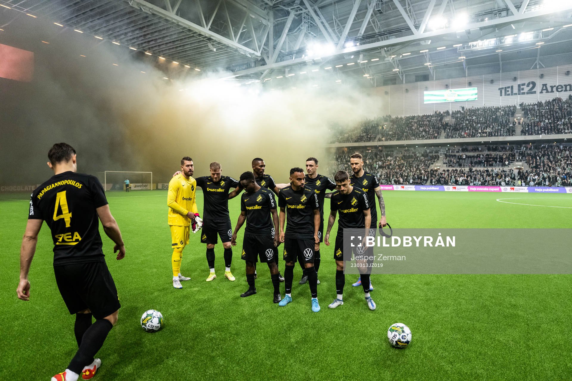 AIKs spelare ställer upp för lagbild inför kvartsfinalen i Svenska Cupen i fotboll mellan Hammarby och AIK den 13 mars 2023 i Stockholm.