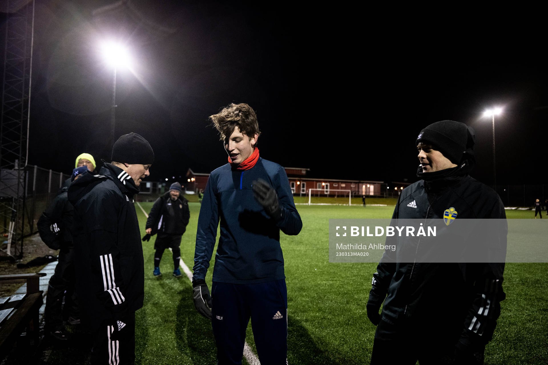 Fredrik Klitte, Axel Vernersson och Marcus Lundgren Klitte under en träning med Ängelholms domareklubb den 13 mars 2023 i Förslöv. 