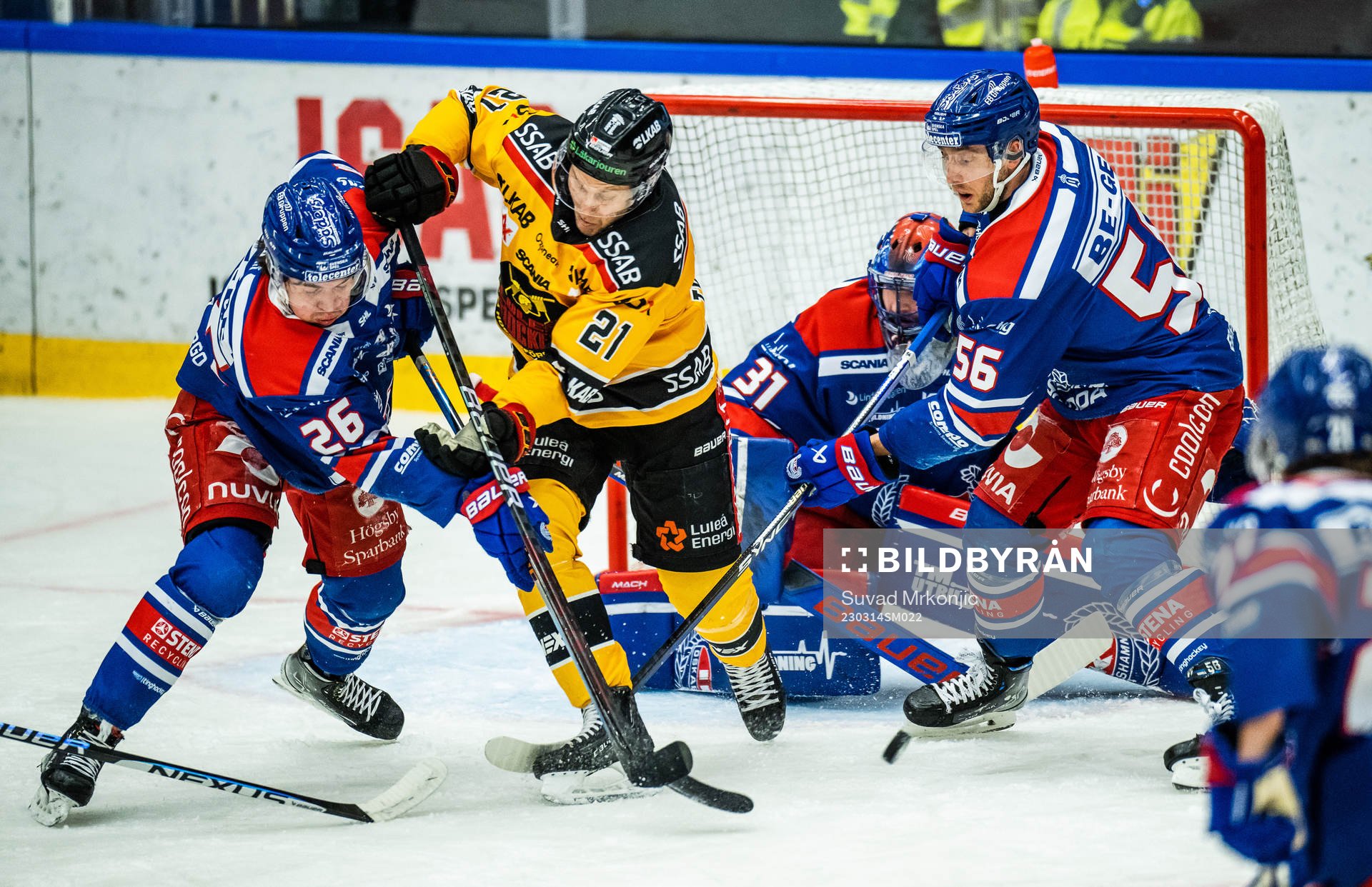 Oskarshamns Lukas Pilö och Robin Norell mot Luleås Juhani