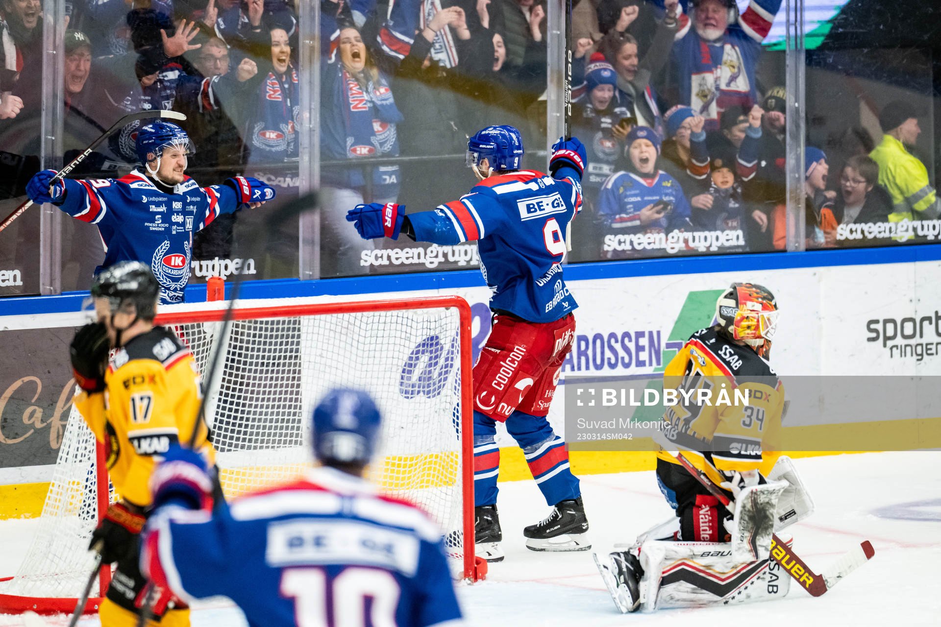 Oskarshamns Ahti Oksanen jublar med Patrik Karlkvist