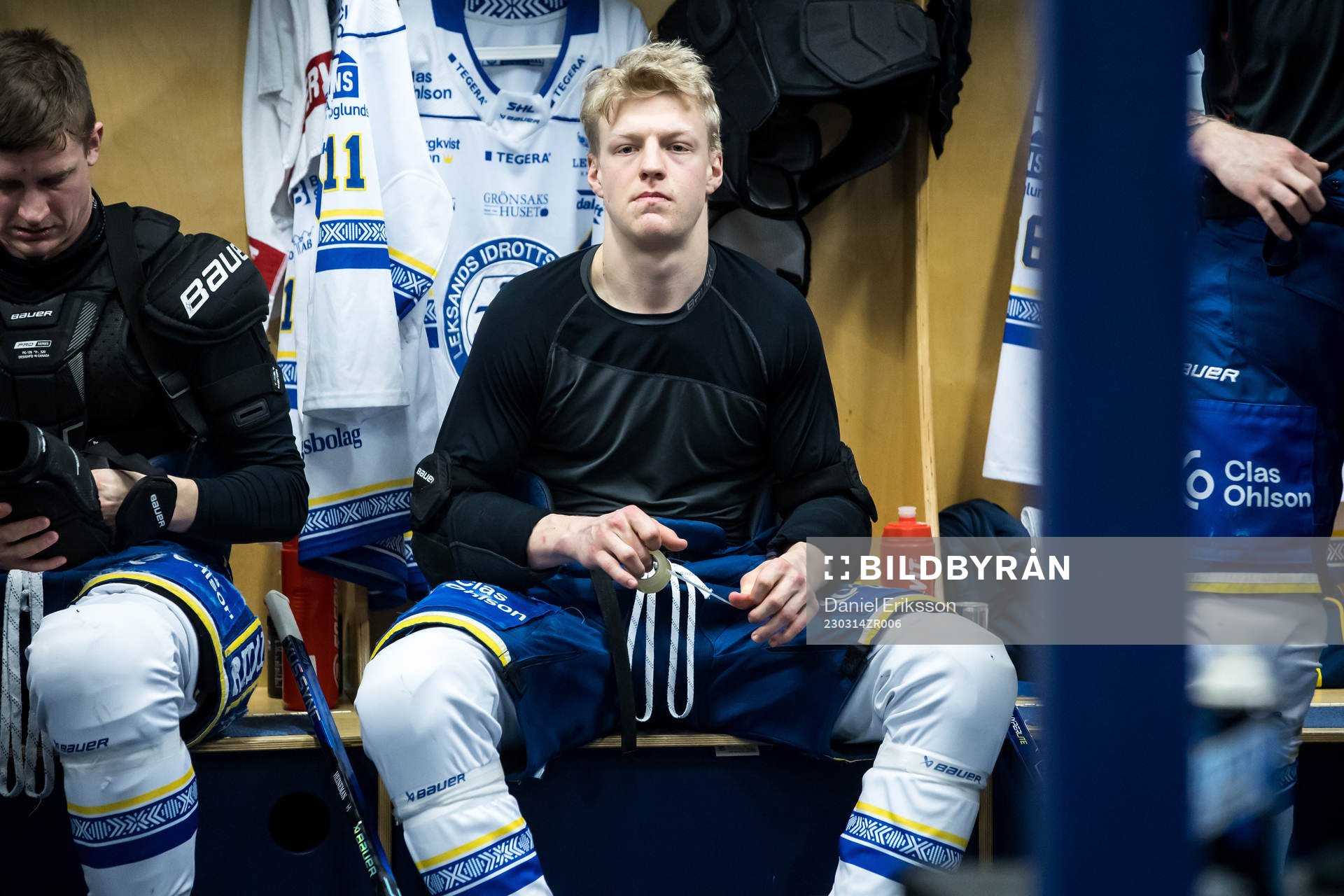 Leksands Emil Heineman innan åttondelsfinal tre i SHL