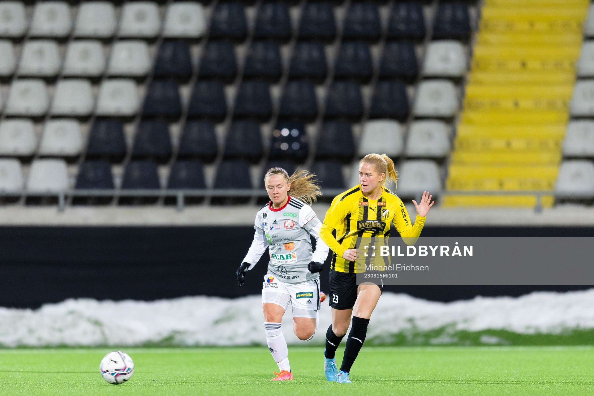Häckens Tess Olausson under träningsmatchen i fotboll mellan Häcken och Lidköping den 15 mars 2023 i Göteborg. 