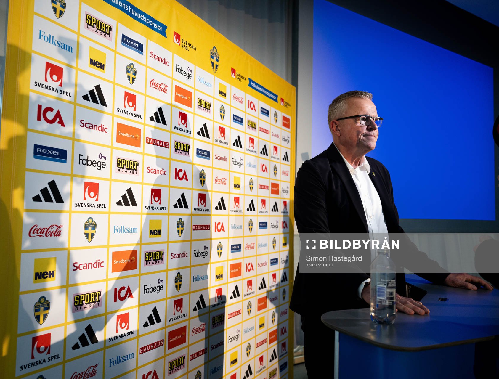 Janne Andersson, Head coach of Sweden during a press conference on March 15, 2023 in Stockholm. 