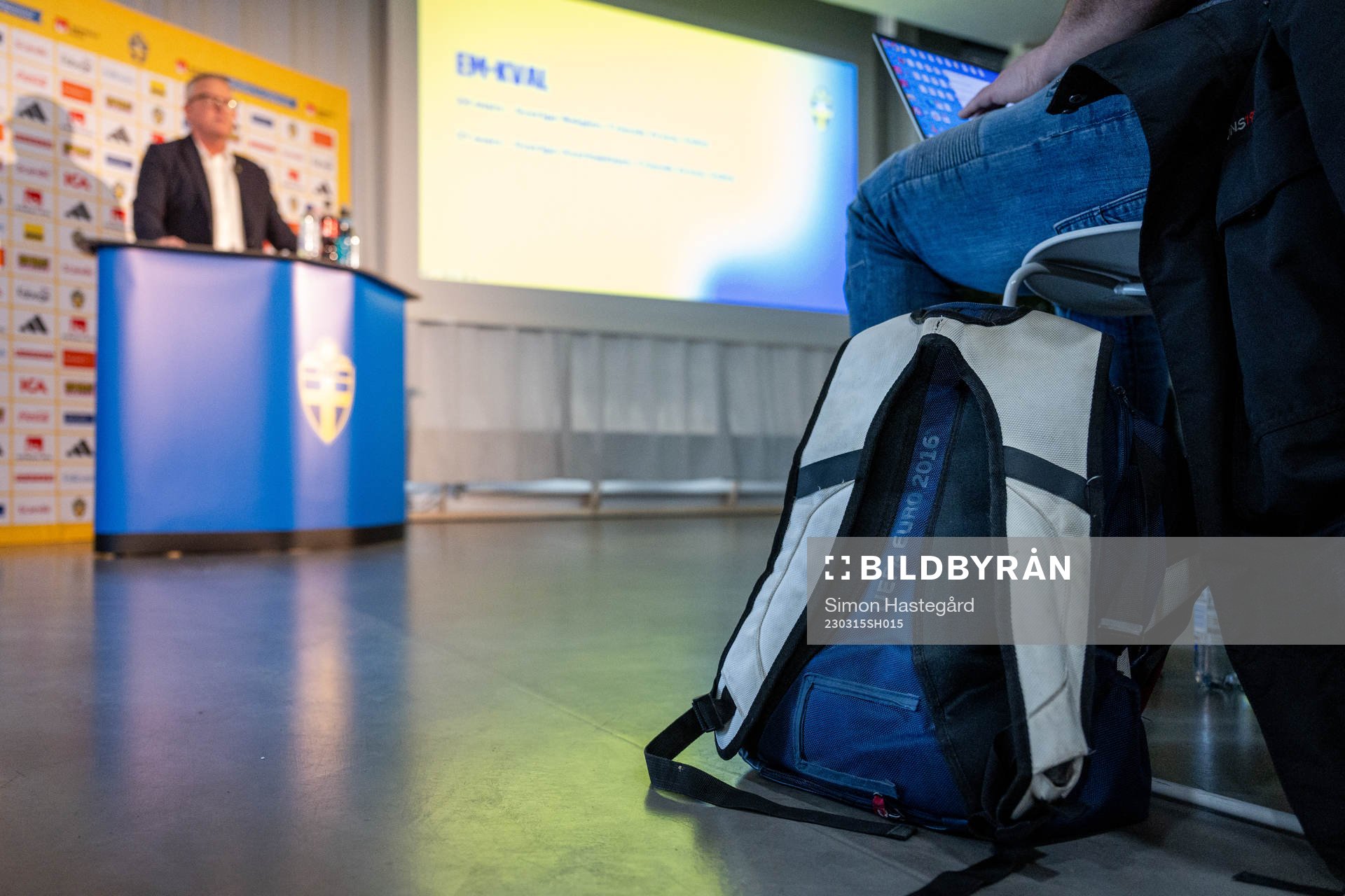 An official backpack from the UEFA Euro 2016 at a press
