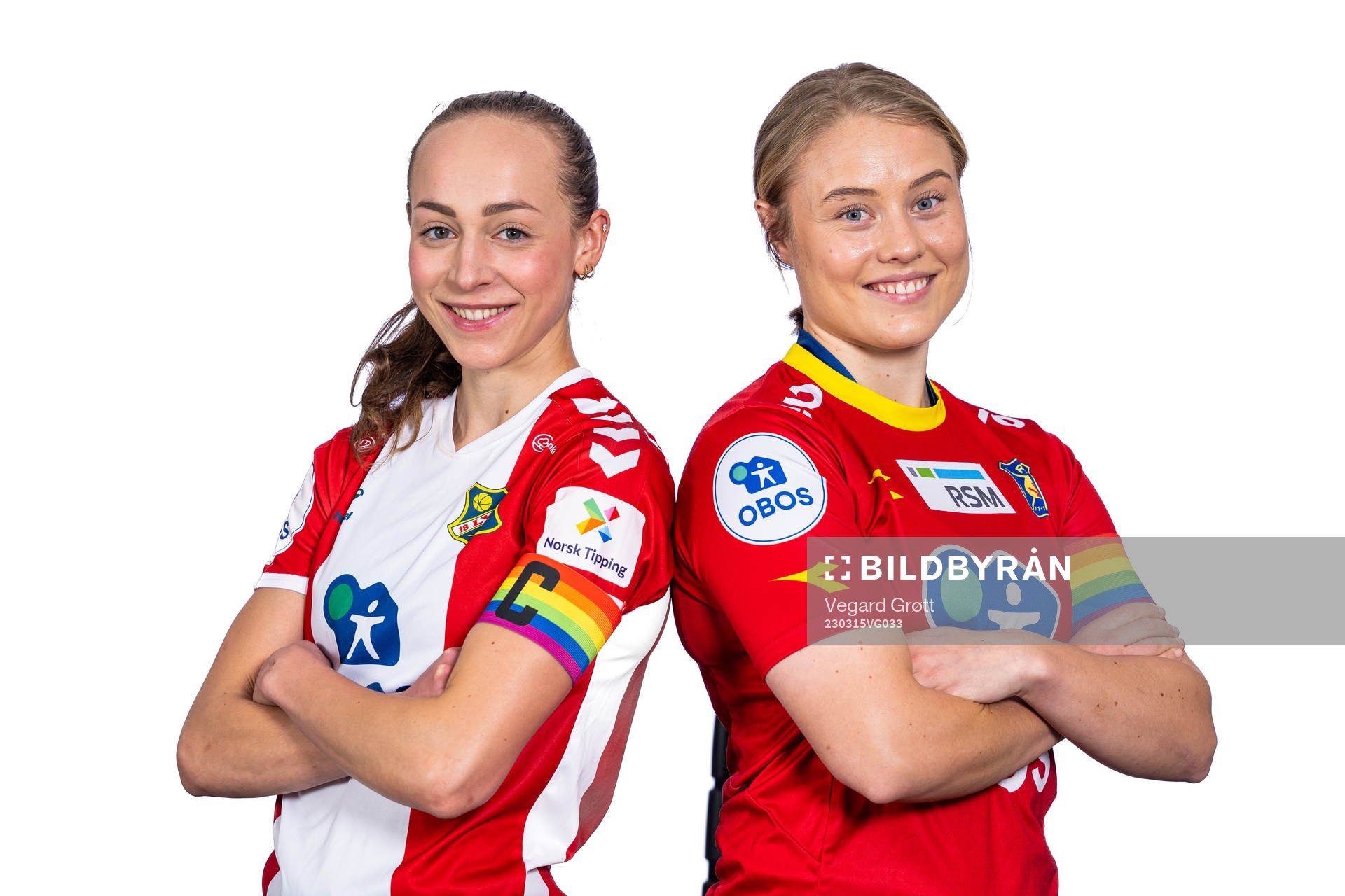 Emilie Raaum Closs of Lyn and Sarah Suphellen of Røa pose