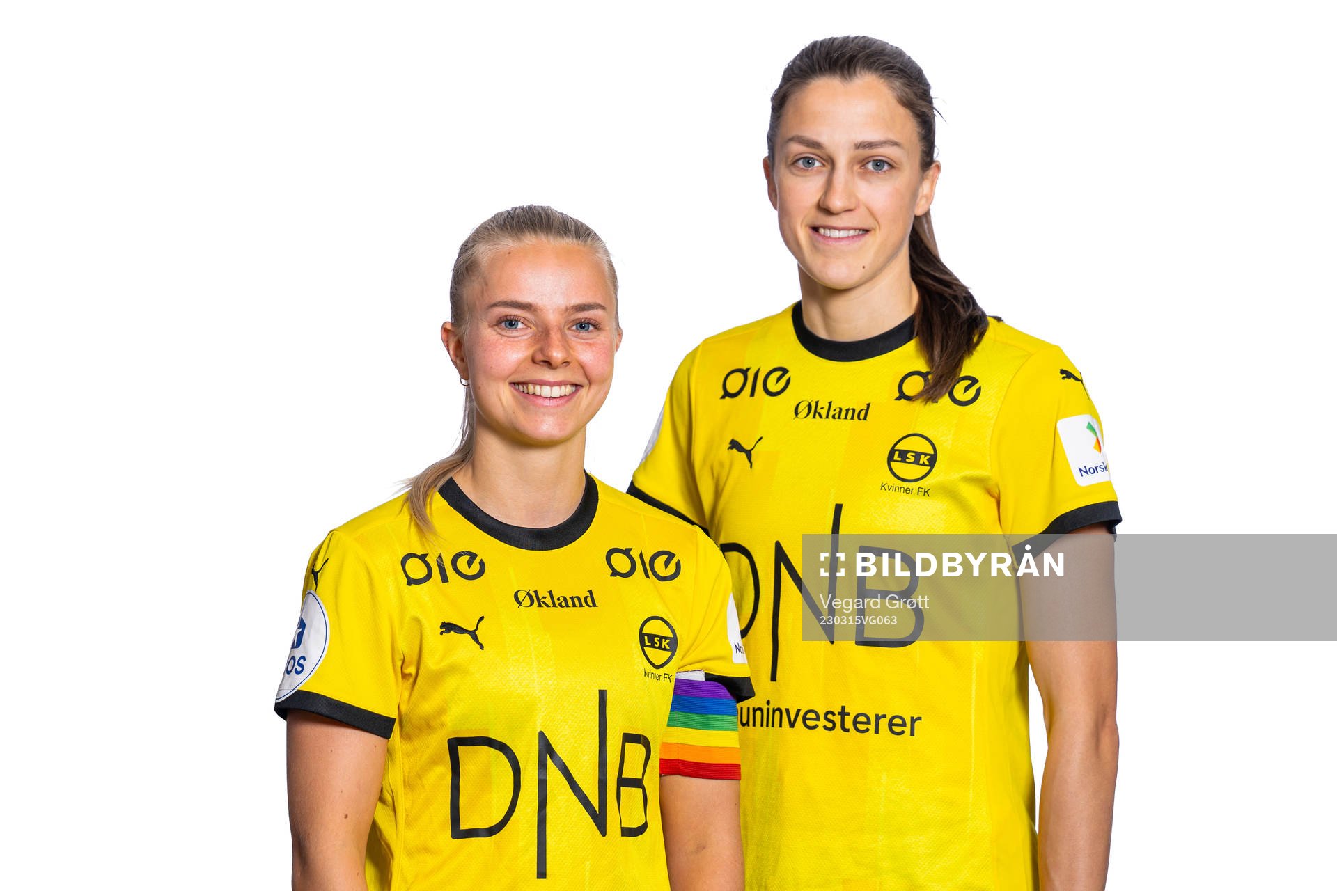 Emilie Woldvik and Emma Stølen Godø of LSK Kvinner pose for a portrait on March 14, 2023 in Oslo. 