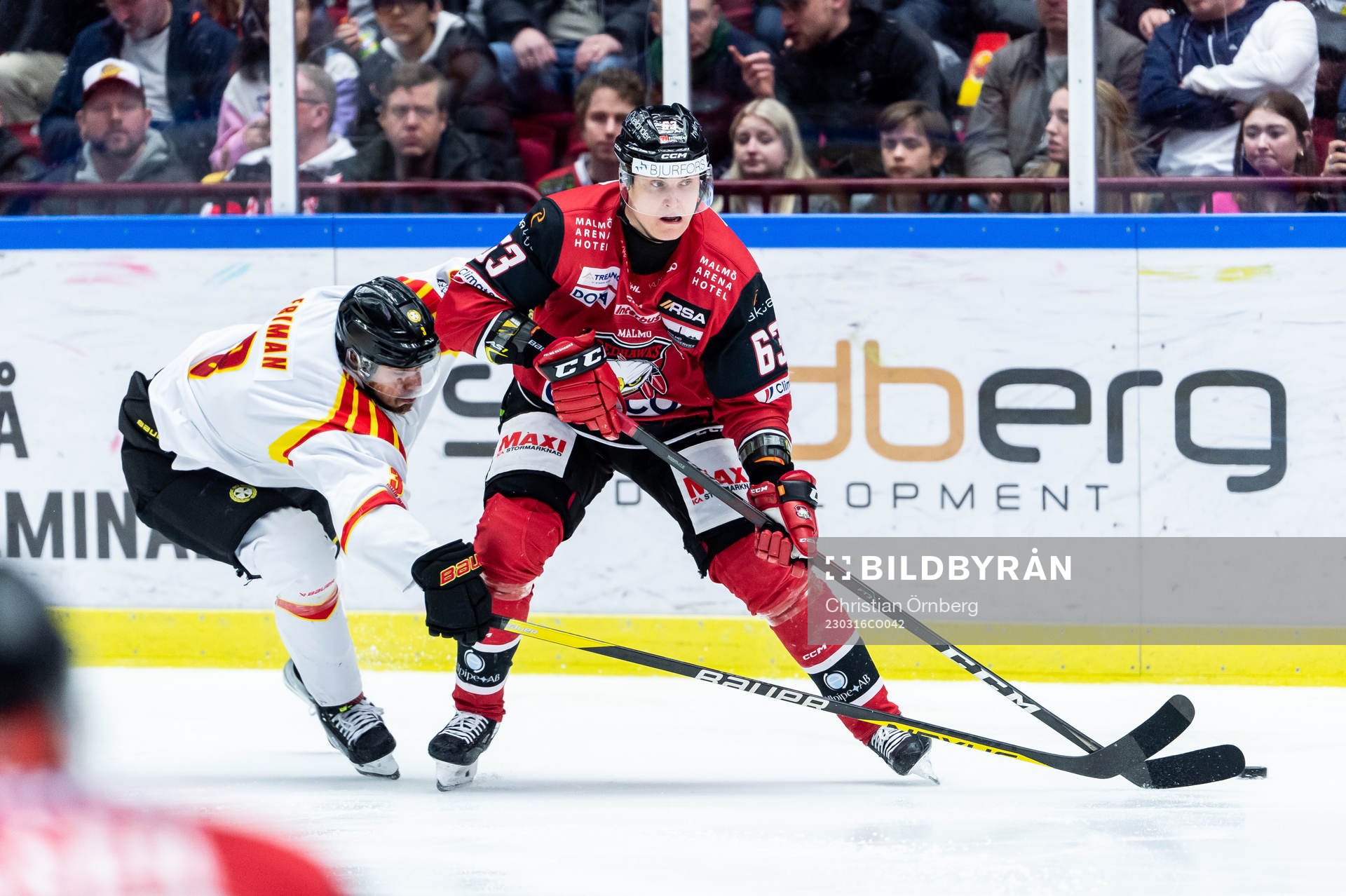 Brynäs Niklas Friman och Malmö Redhawks Fredrik Händemark