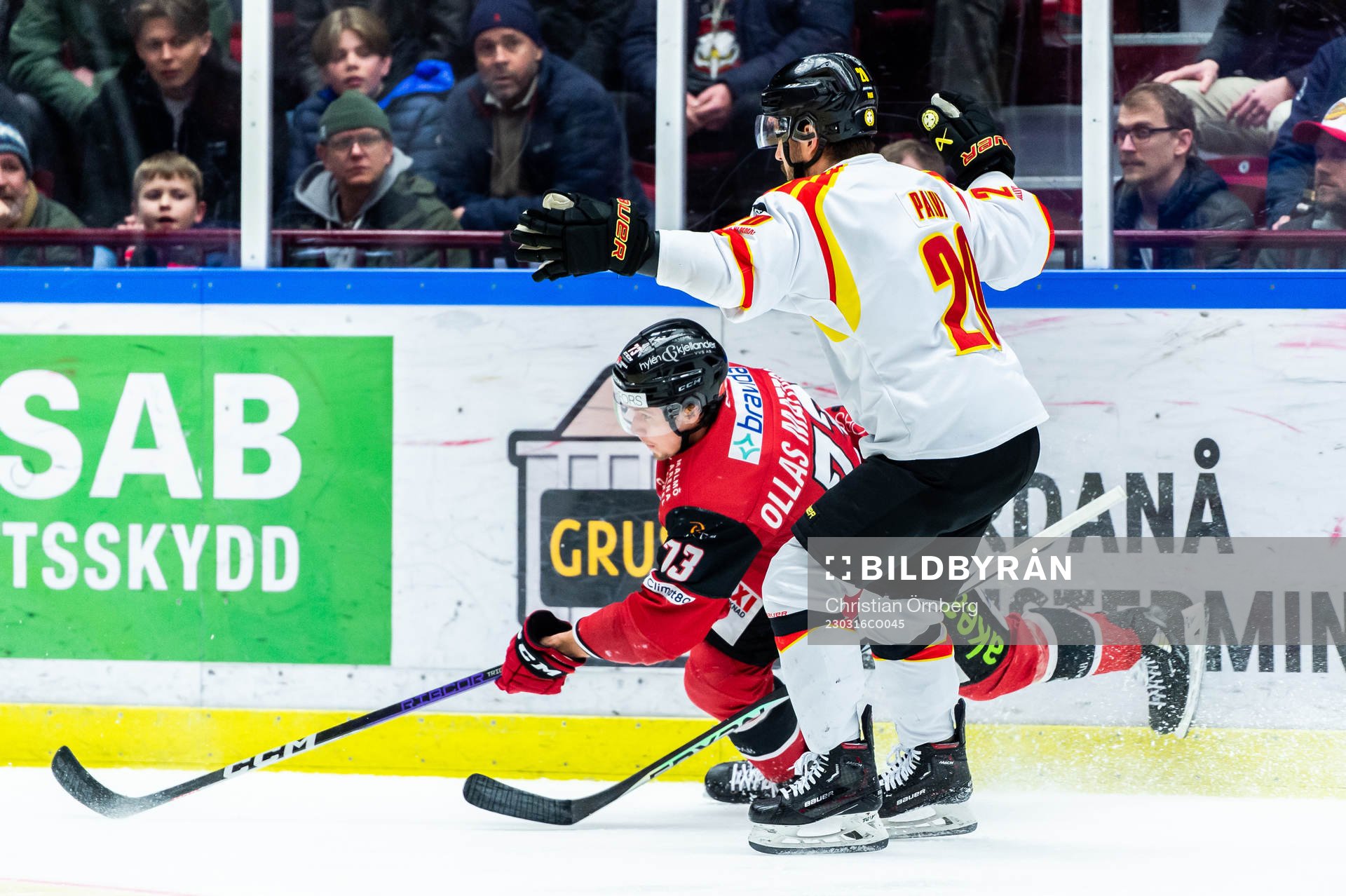 Malmö Redhawks Adam Ollas Mattsson och Brynäs Oula Palve