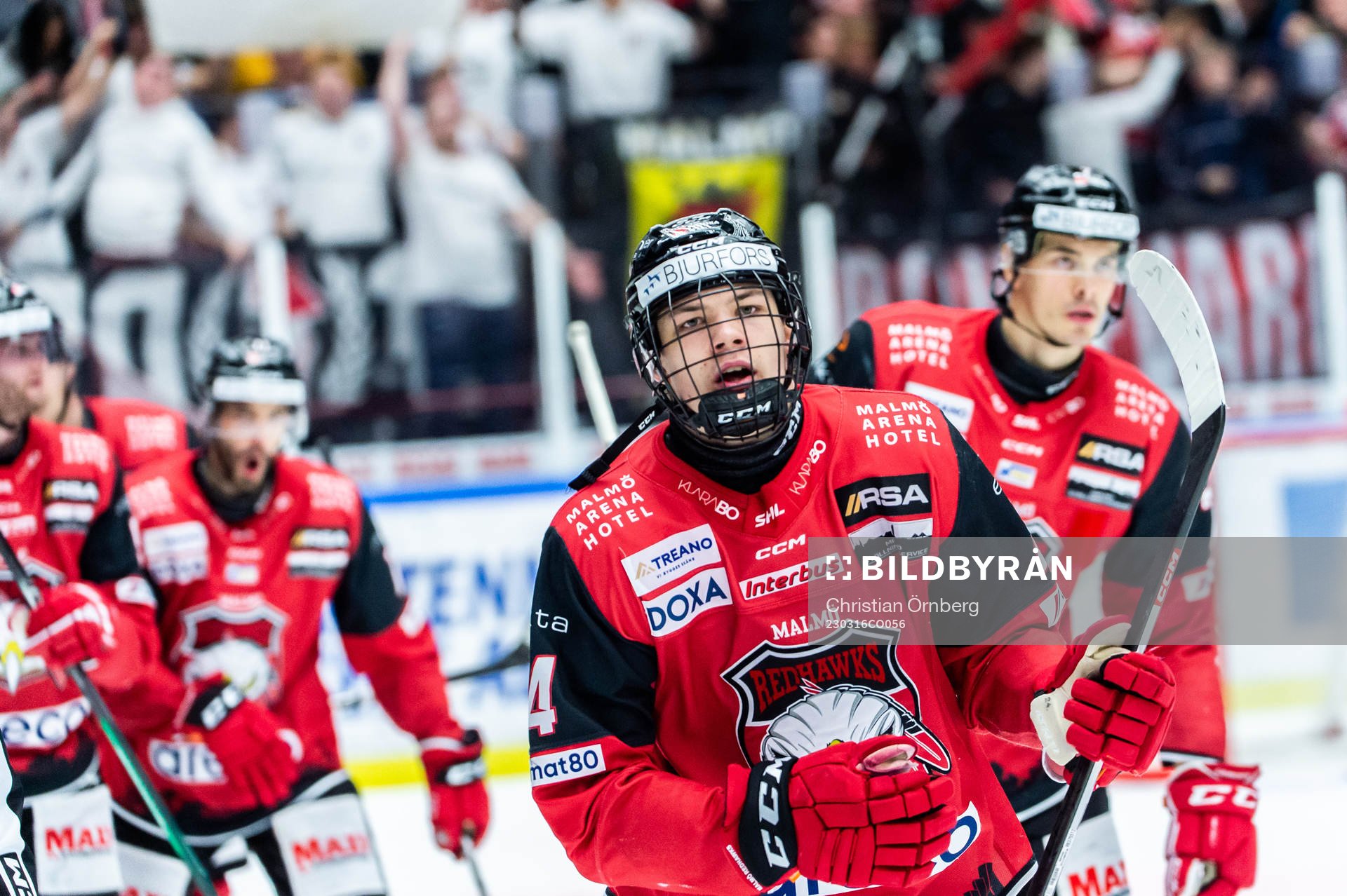 Malmö Redhawks Anton Wahlberg jublar