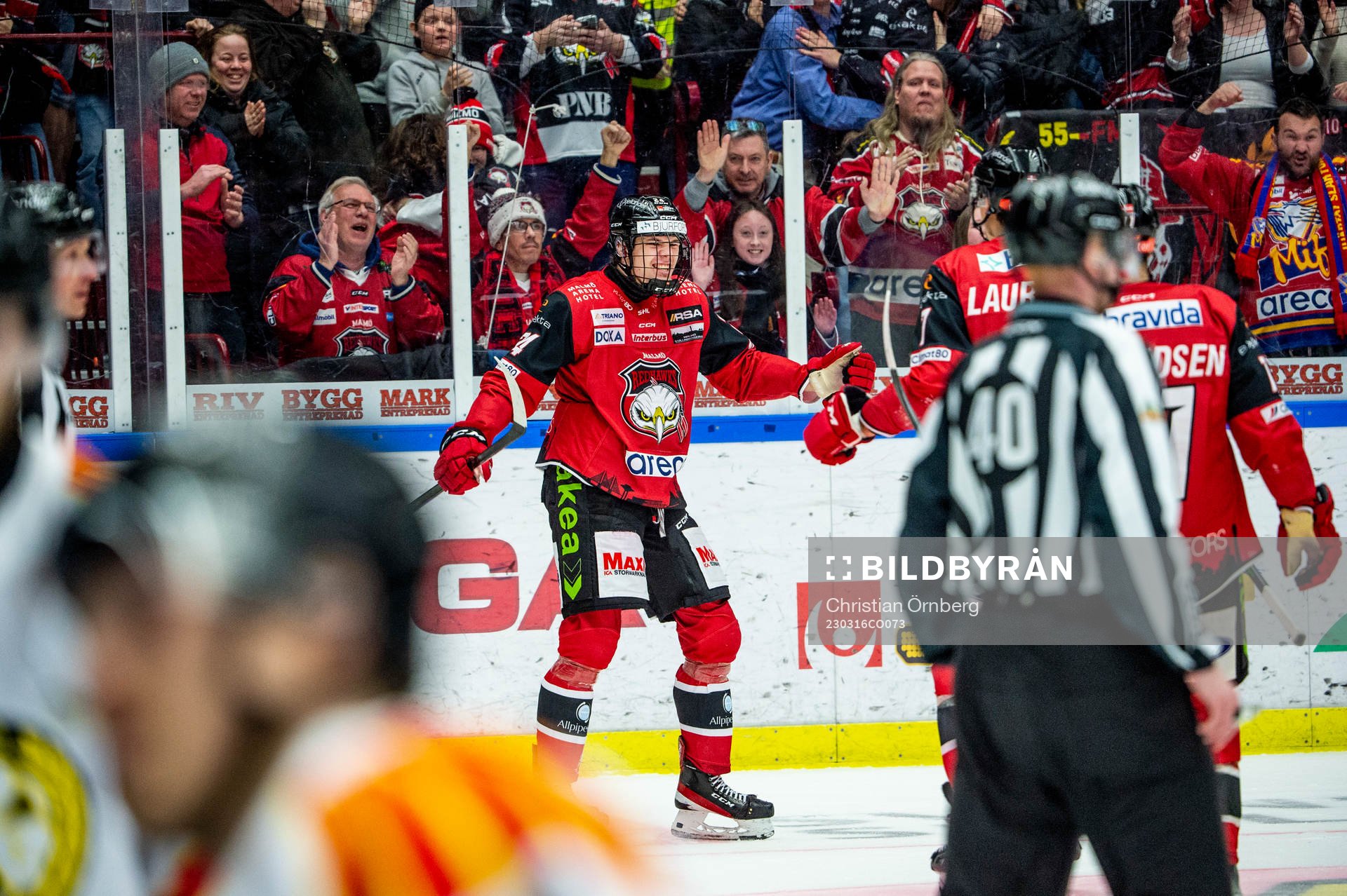 Malmö Redhawks Anton Wahlberg jublar