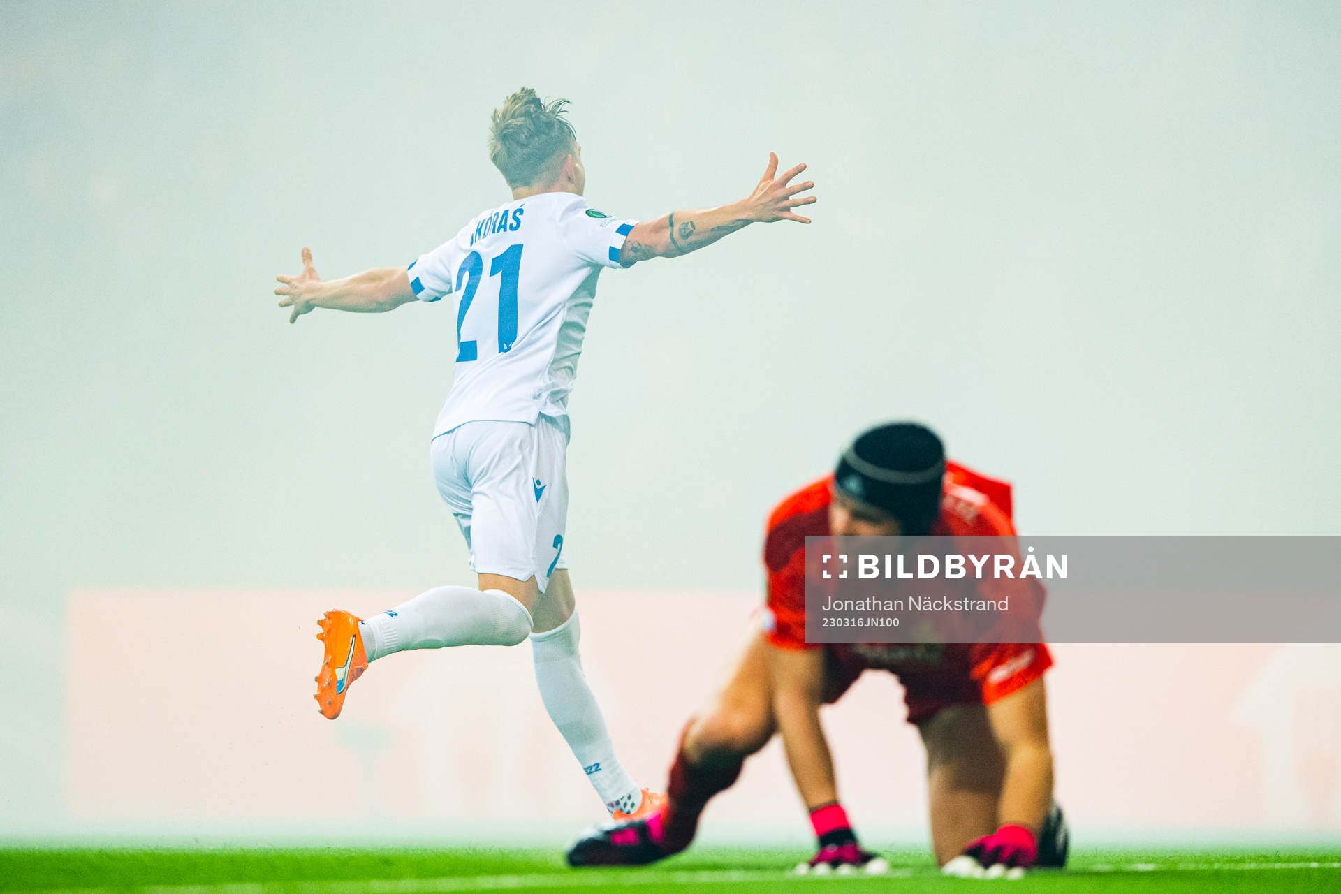 Michal Skoras of Lech Poznan celebrates
