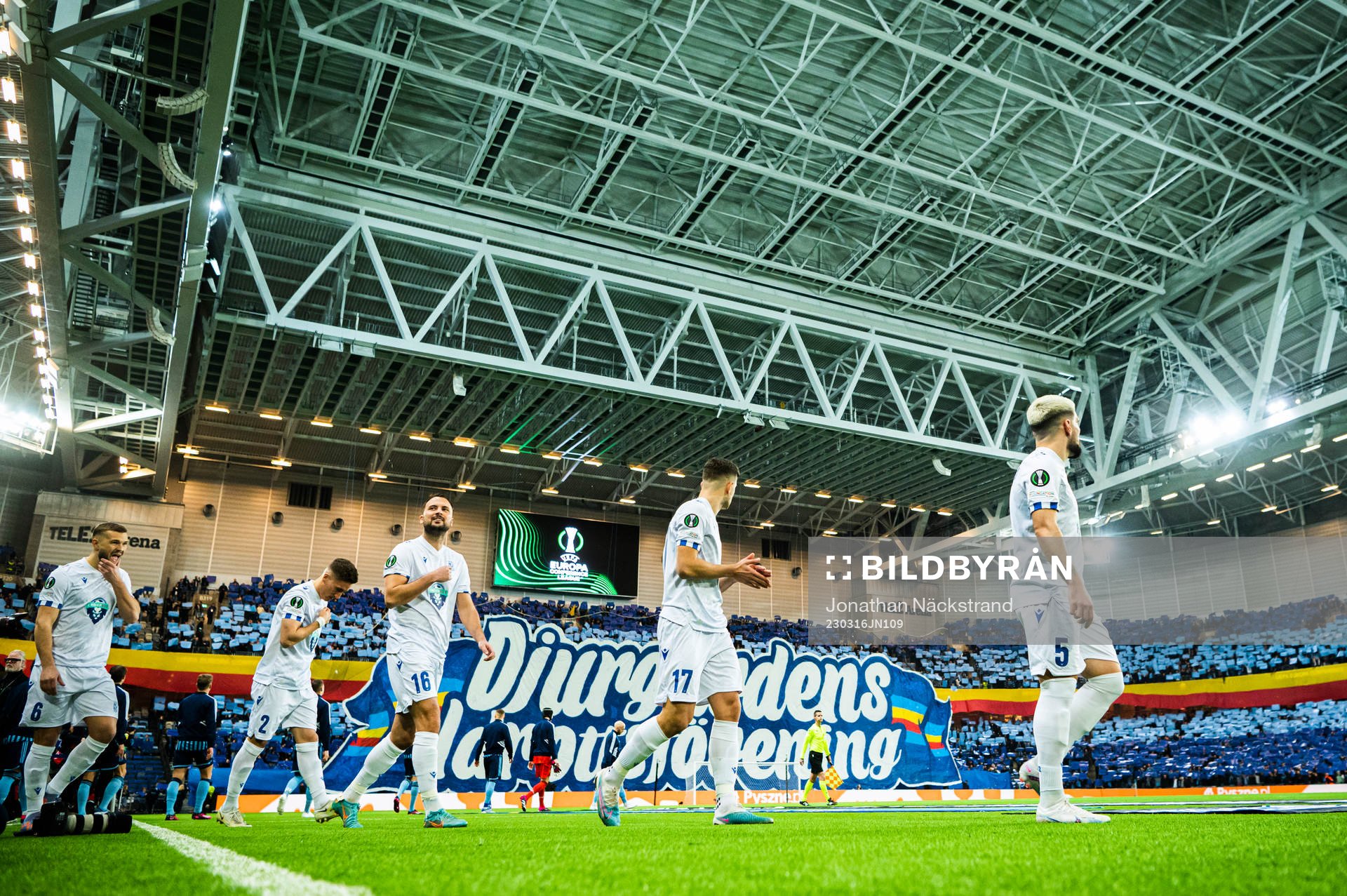 Players of Lech Poznan prior to the UEFA Conference League