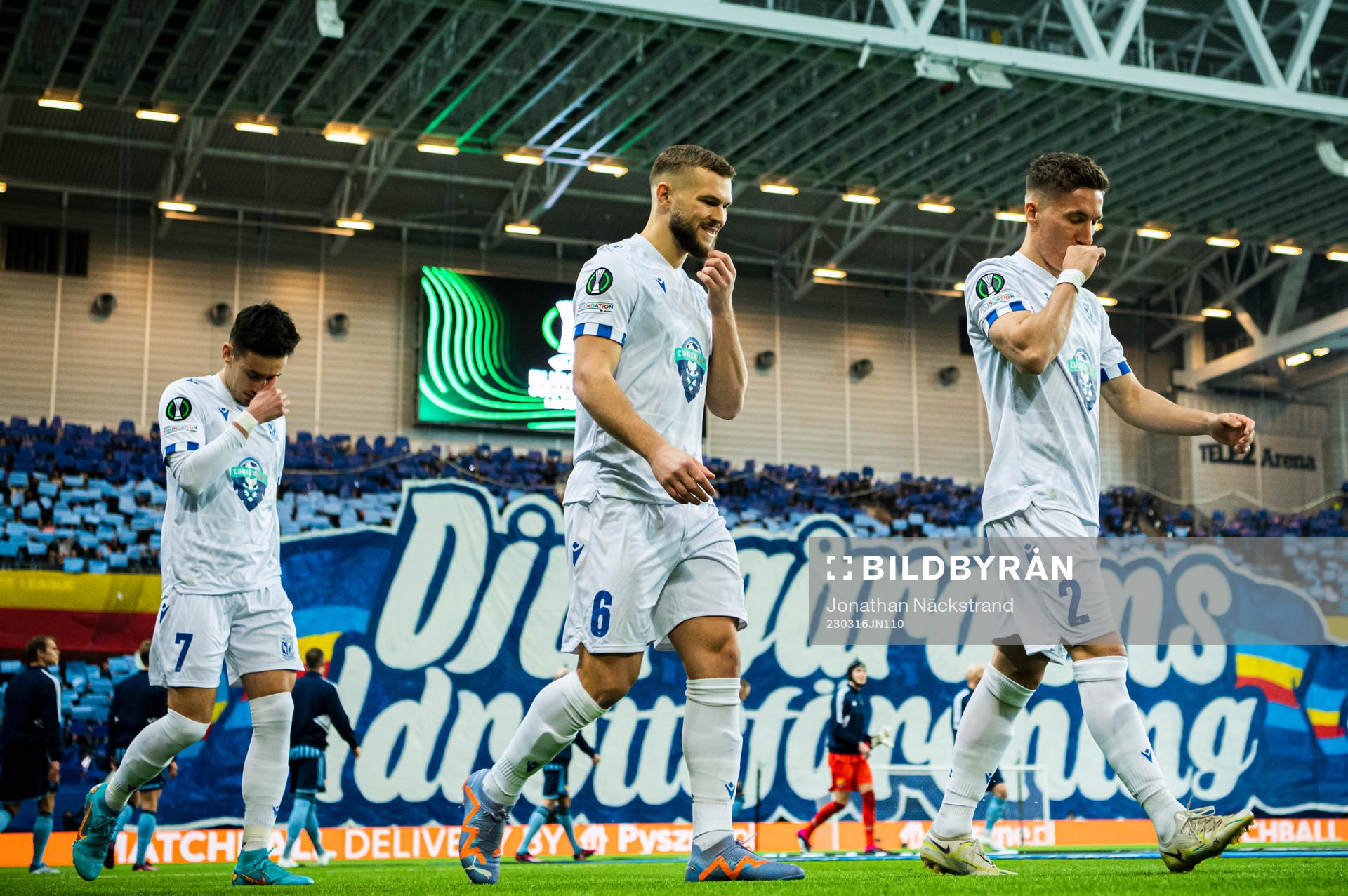 Jesper Karlström of Lech Poznan prior to the UEFA Conference League round of 16 match between Djurgården and Lech Poznan on March 16, 2023 in Stockholm.