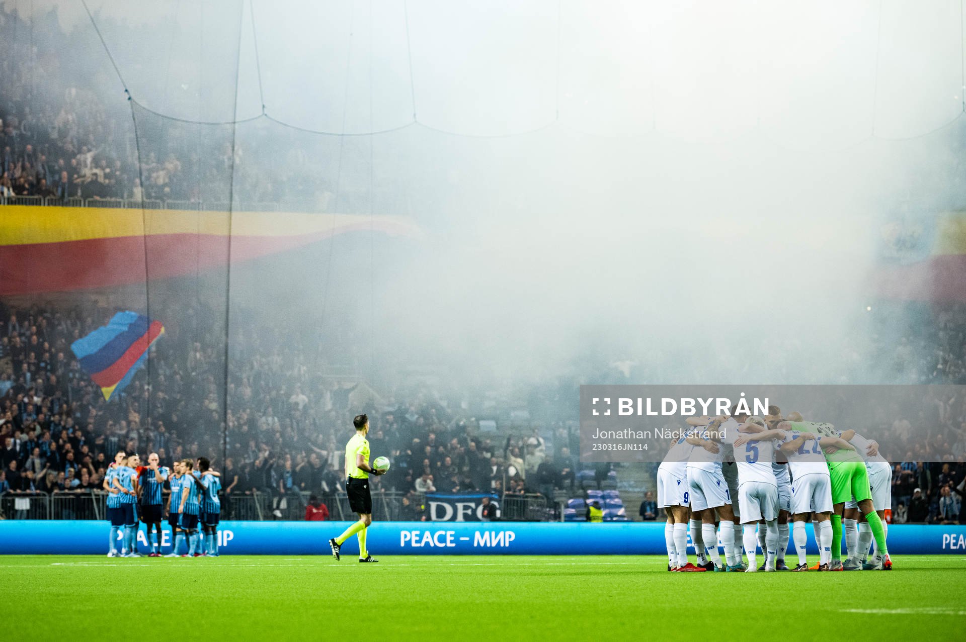 Players of Lech Poznan (R) and players of Djurgården