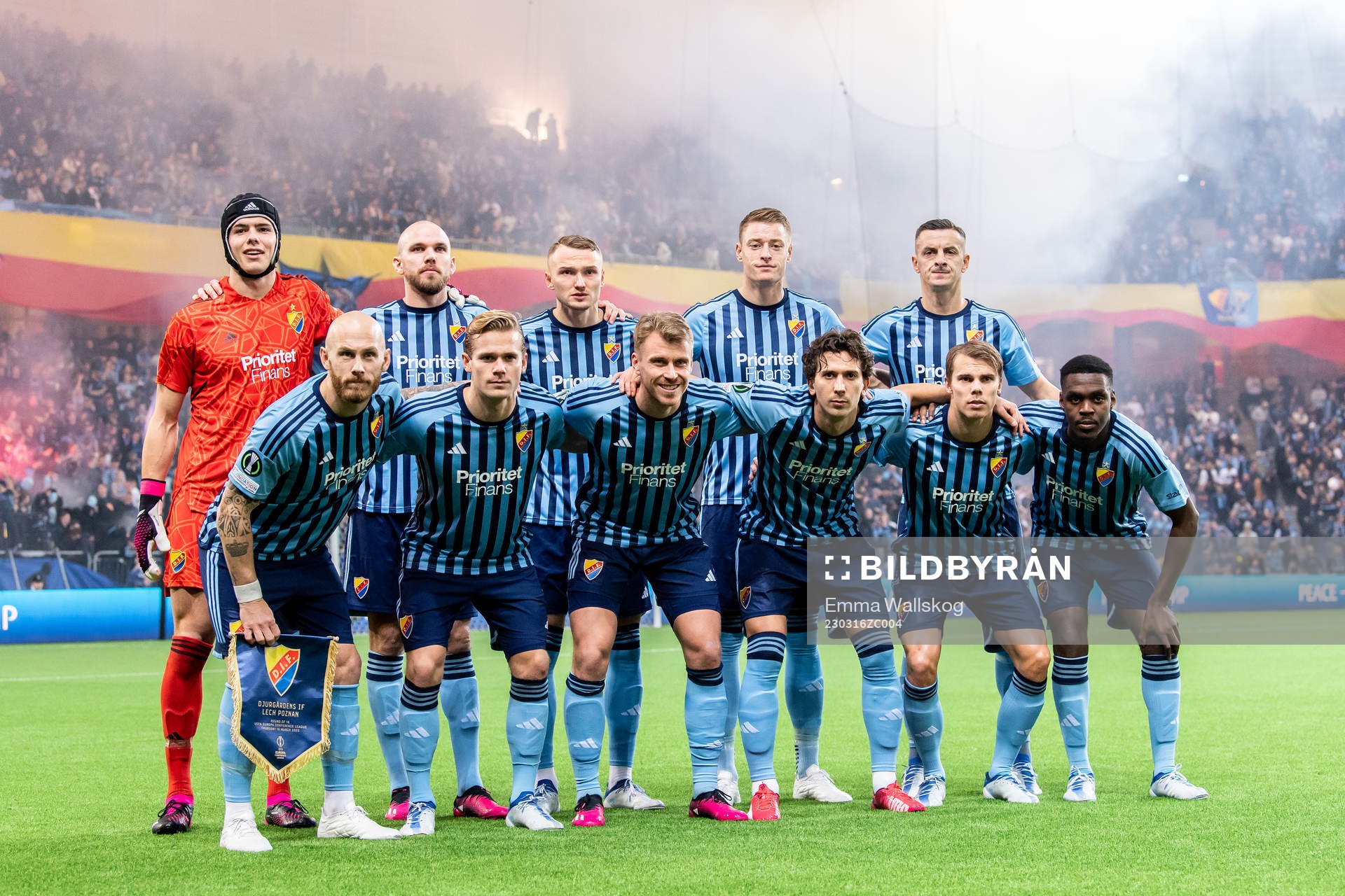 Players of Djurgården pose for a team photo