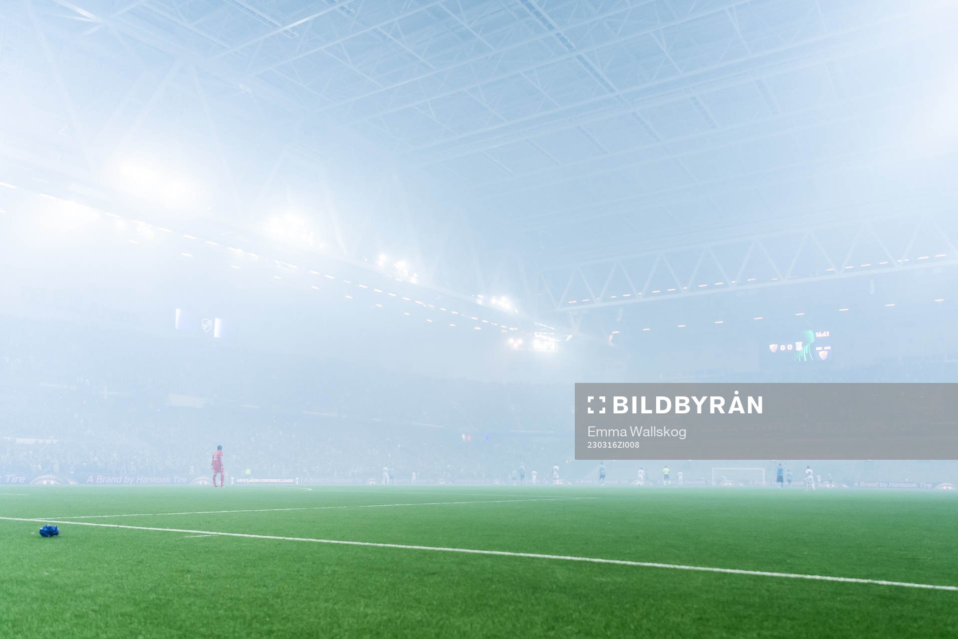 General view of smoke seen inside the stadium