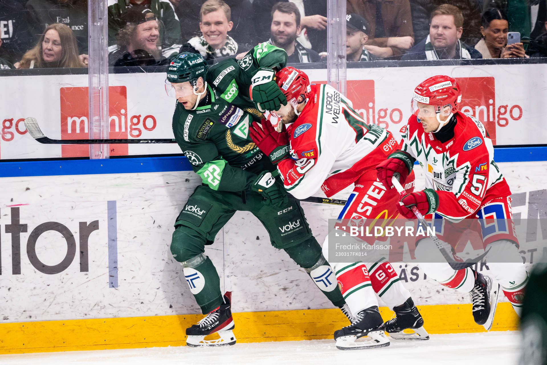 Färjestads Per Åslund och Frölundas Petteri Lindbohm